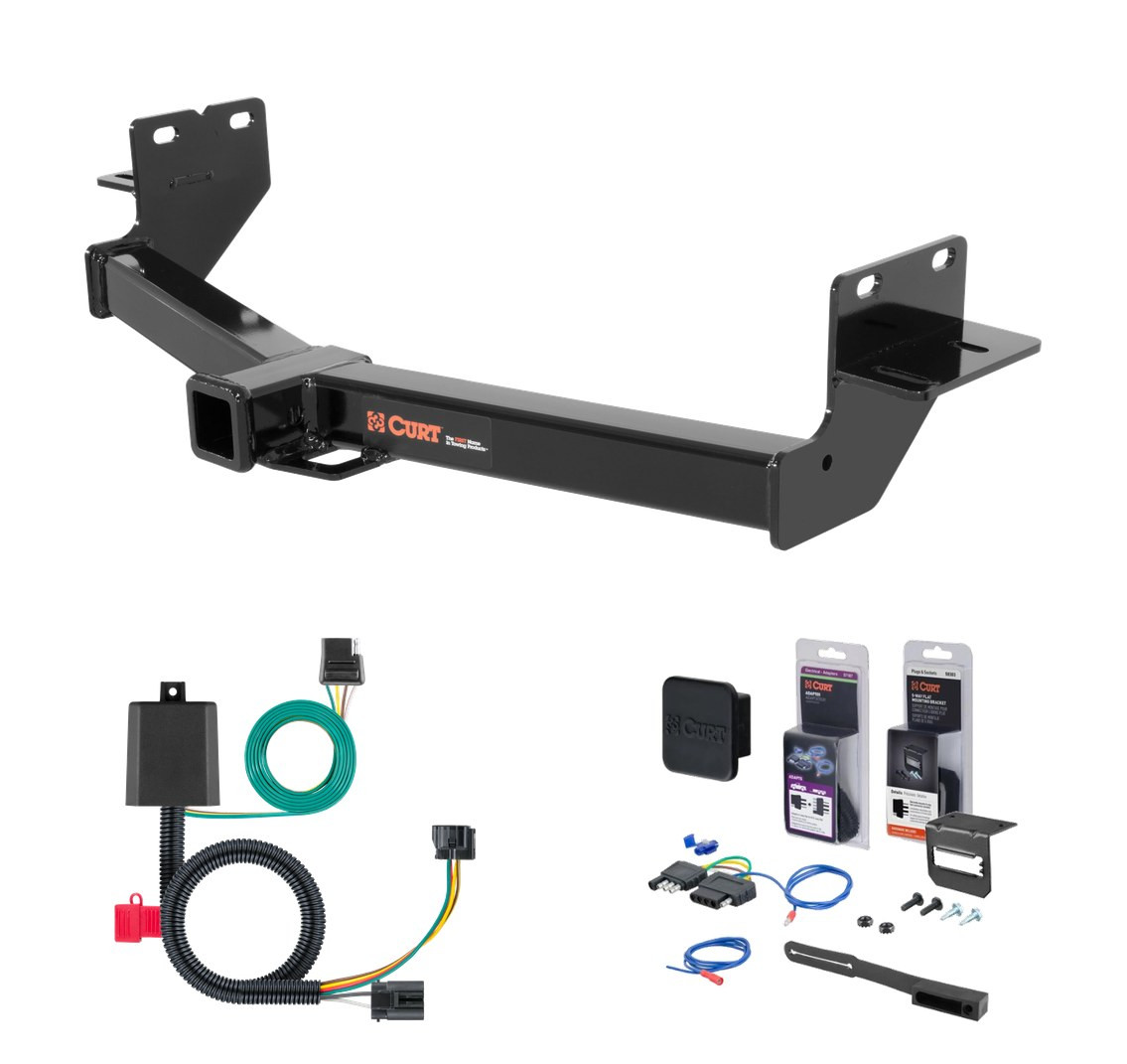 2013 - 2018 Hyundai Santa Fe Curt 2" Class 3 Trailer Tow Hitch + 5-Flat Wiring Kit Tow Boat/Utility Trailer with Surge Brakes 13153