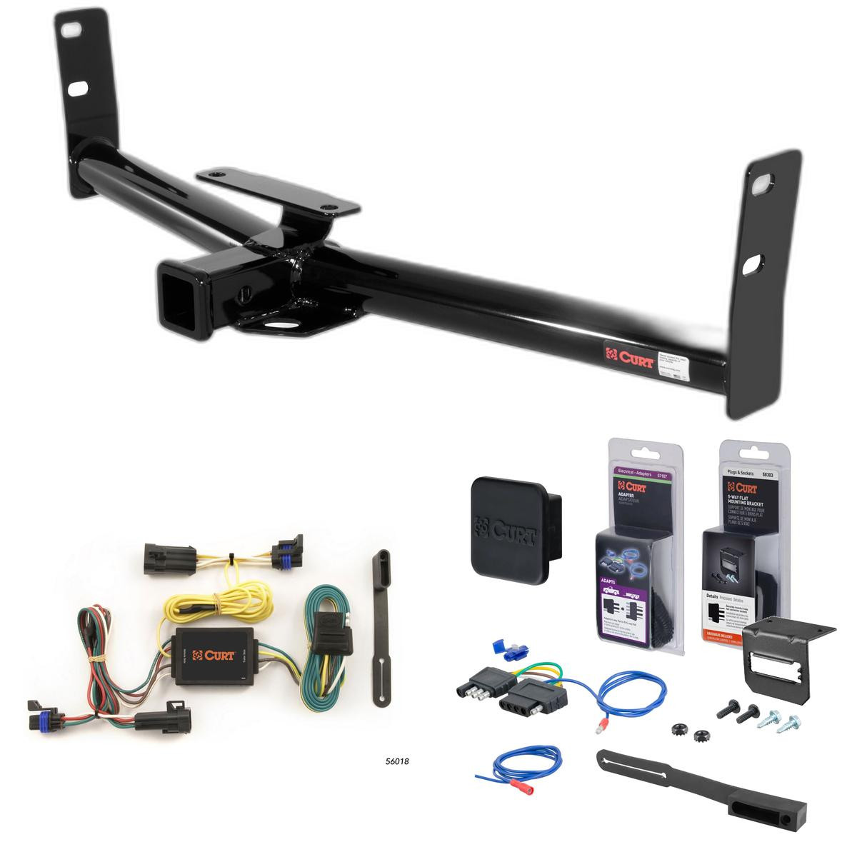 02 - 07 Saturn Vue Curt 2" Class 3 Trailer Tow Hitch + 5-Flat Wiring Kit Tow Boat/Utility Trailer with Surge Brakes 13591