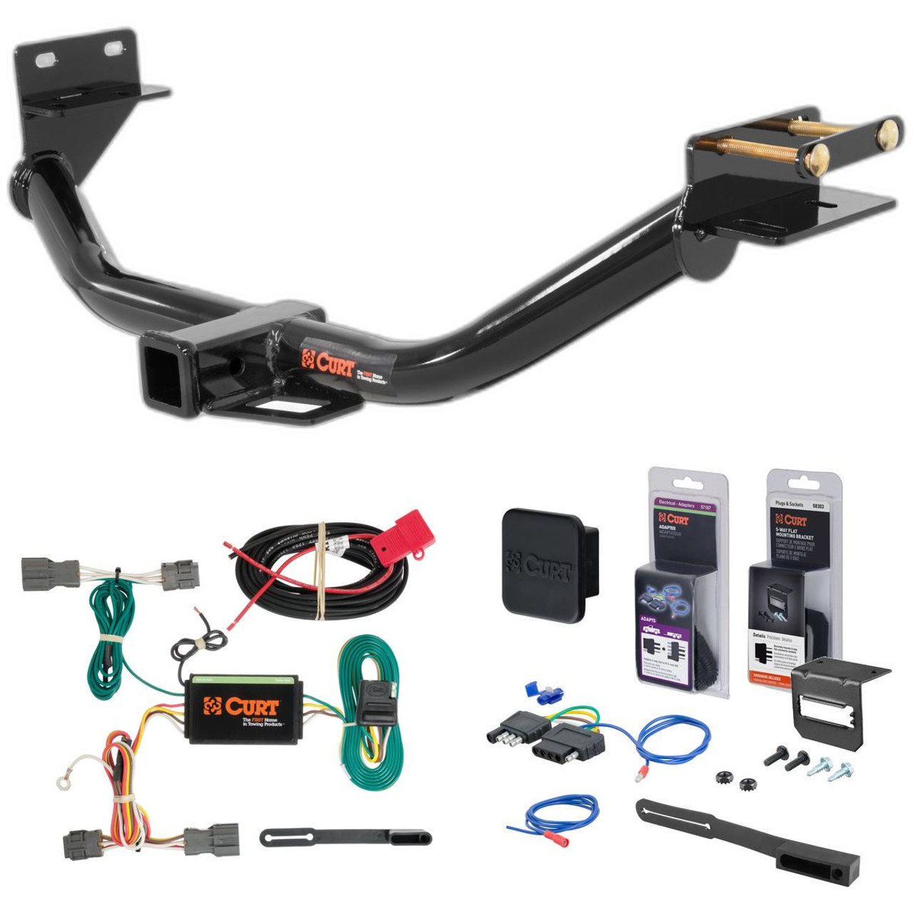 13 - 18 Hyundai Santa Fe Sport Curt 2" Class 3 Trailer Tow Hitch + 5-Flat Wiring Kit Tow Boat/Utility Trailer with Surge Brakes 13152 13 - 18 Hyundai Santa Fe Sport Curt 2" Class 3 Trailer Tow Hitch + 5-Flat Wiring Kit Tow Boat/Utility Trailer with Surge Brakes 13152