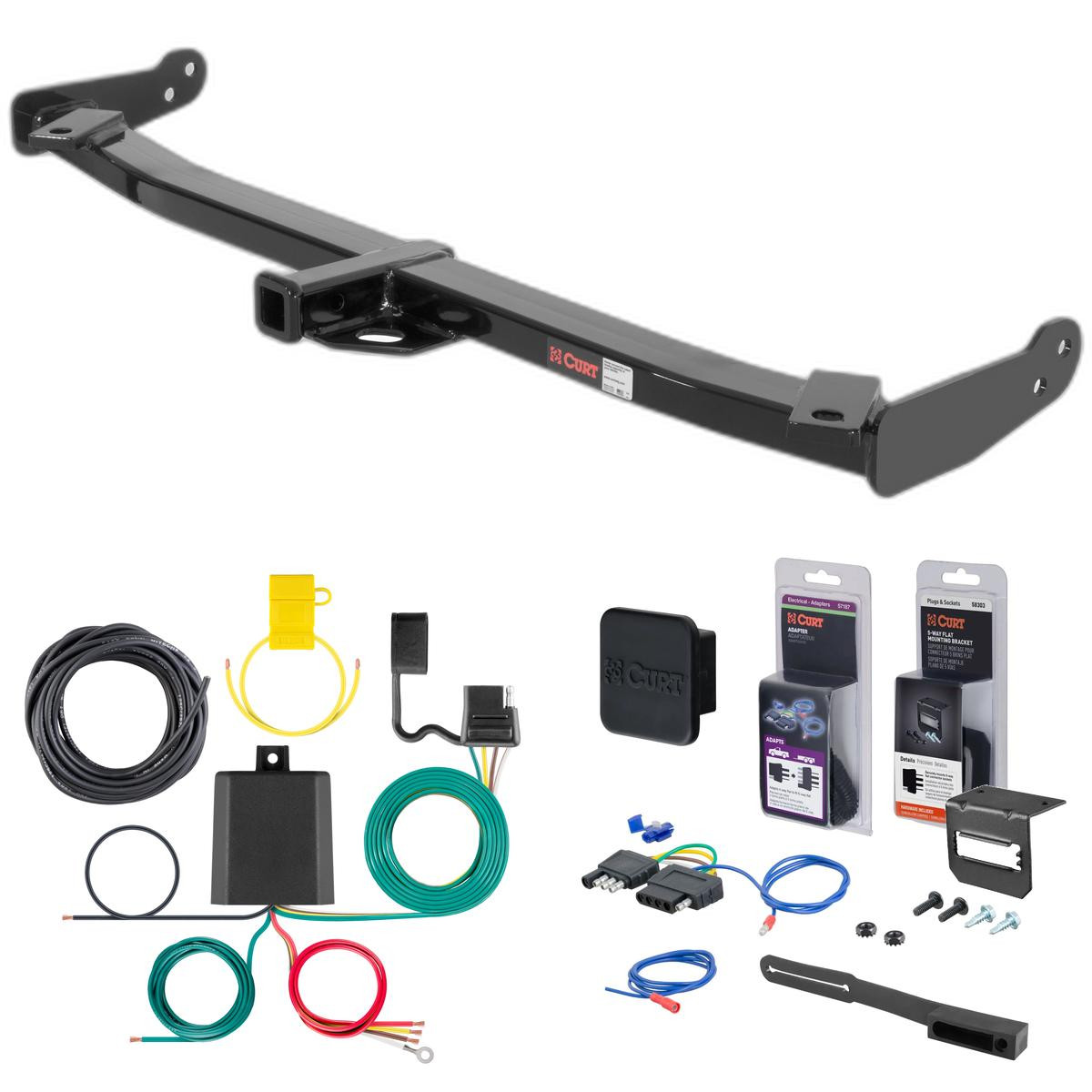 03 - 06 Subaru Baja Curt 1-1/4" Class 1 Trailer Tow Hitch + 5-Flat Wiring Kit Tow Boat/Utility Trailer with Surge Brakes 11280