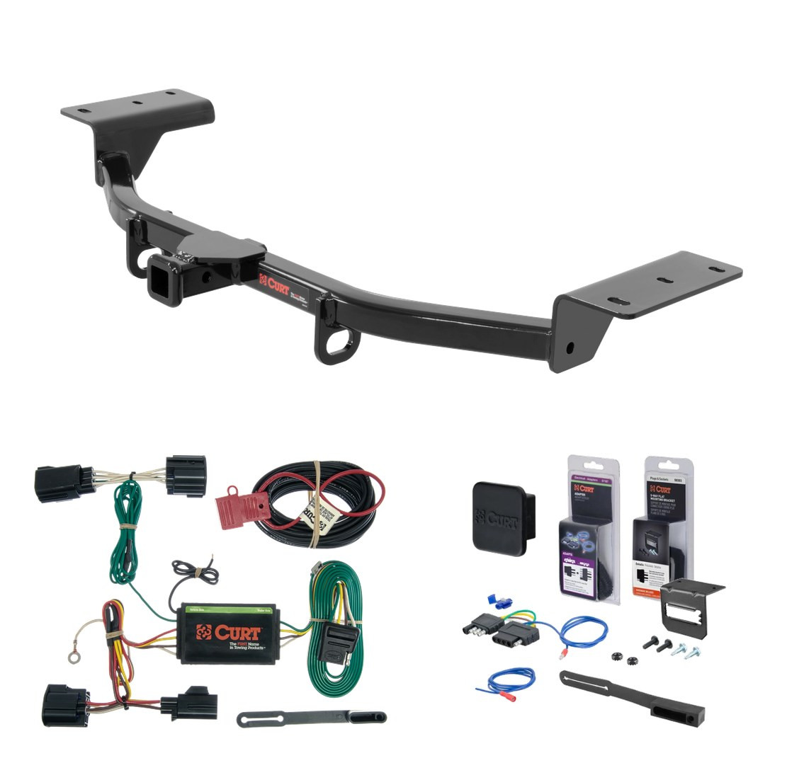 2013 - 2014 Ford Focus Hatchback, ST Curt 1-1/4" Class 1 Trailer Tow Hitch + 5-Flat Wiring Kit Tow Boat/Utility Trailer with Surge Brakes 11431
