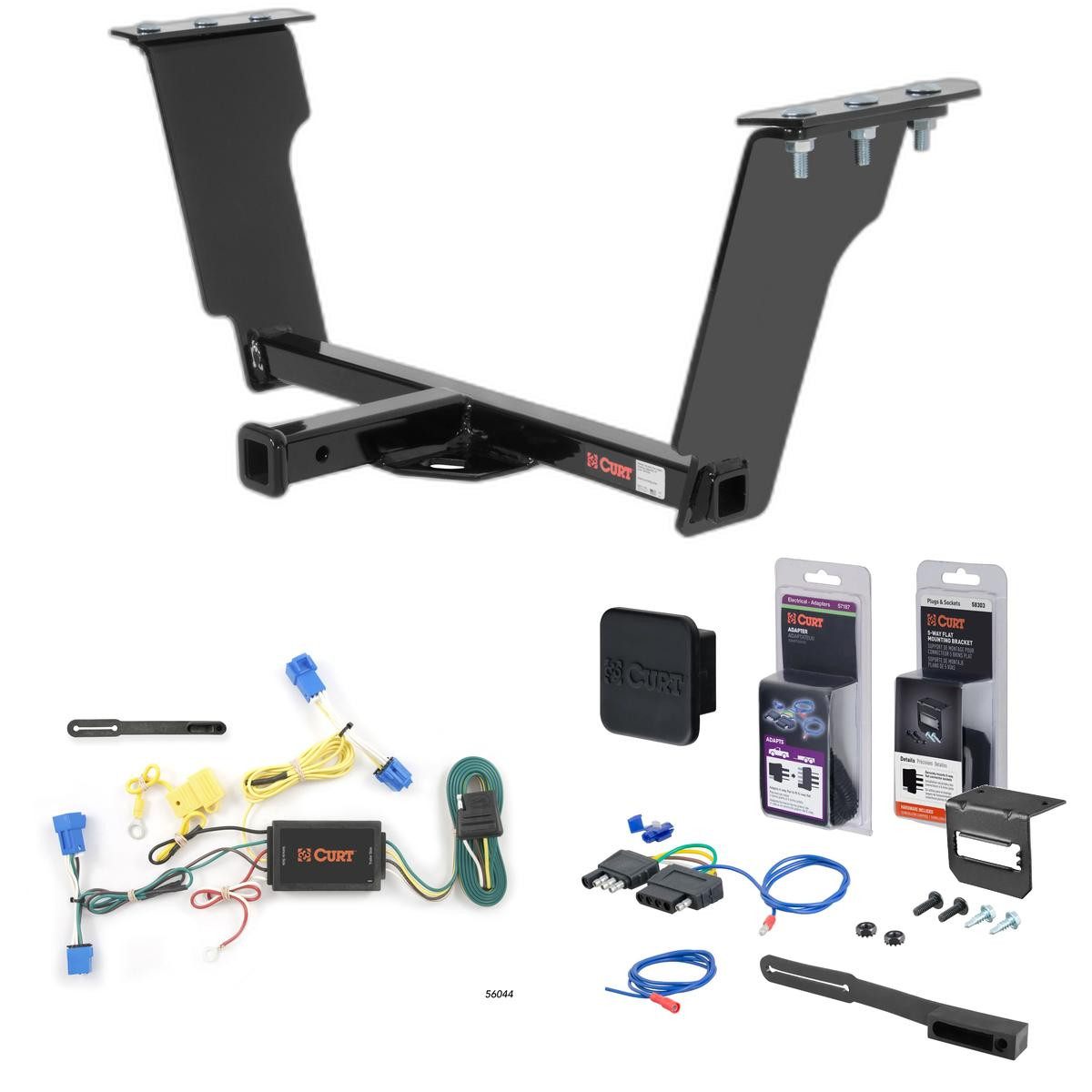 08 - 13 Cadillac CTS Sedan Curt 1-1/4" Class 1 Trailer Tow Hitch + 5-Flat Wiring Kit Tow Boat/Utility Trailer with Surge Brakes 11307