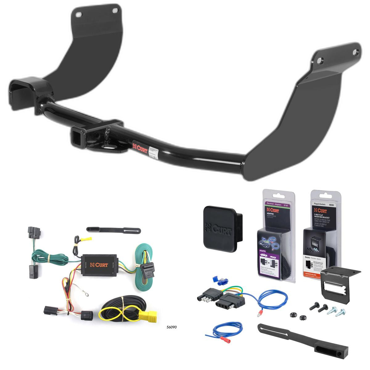 10 - 13 Ford Transit Connect Excluding electric models Curt 1-1/4" Class 2 Trailer Tow Hitch + 5-Flat Wiring Kit Tow Boat/Utility Trailer with Surge Brakes 12076