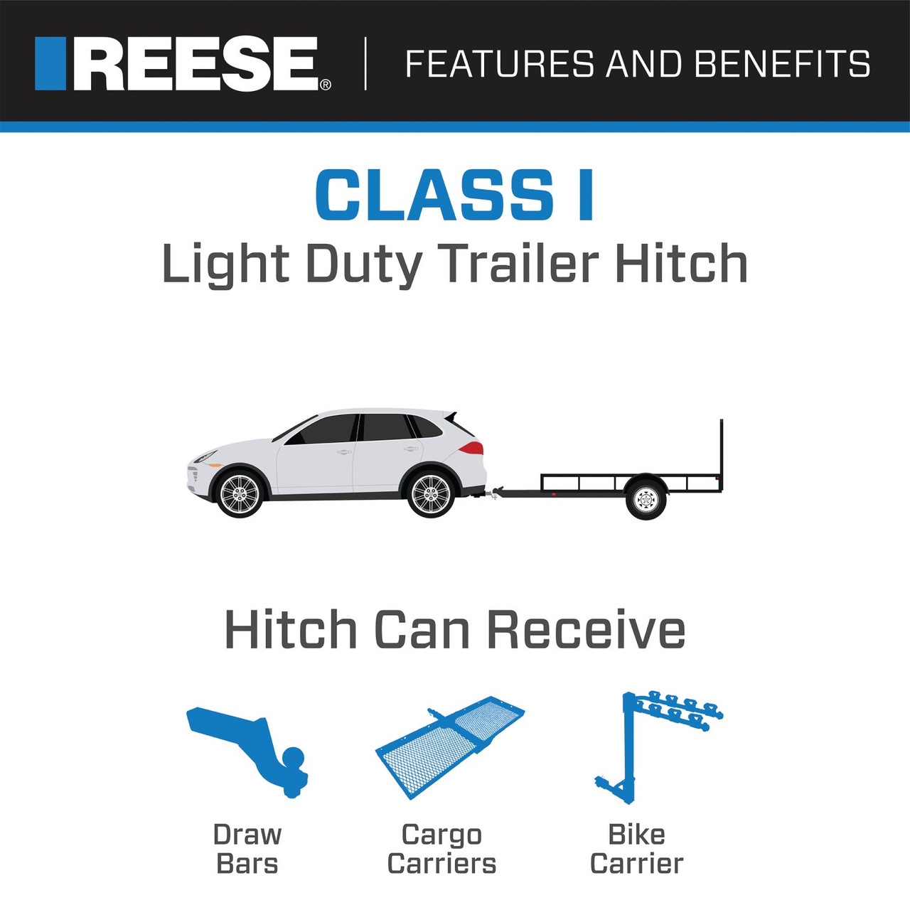 Reese Towpower Class 1 Trailer Hitch, 1-1/4-Inch Receiver, Black 77132