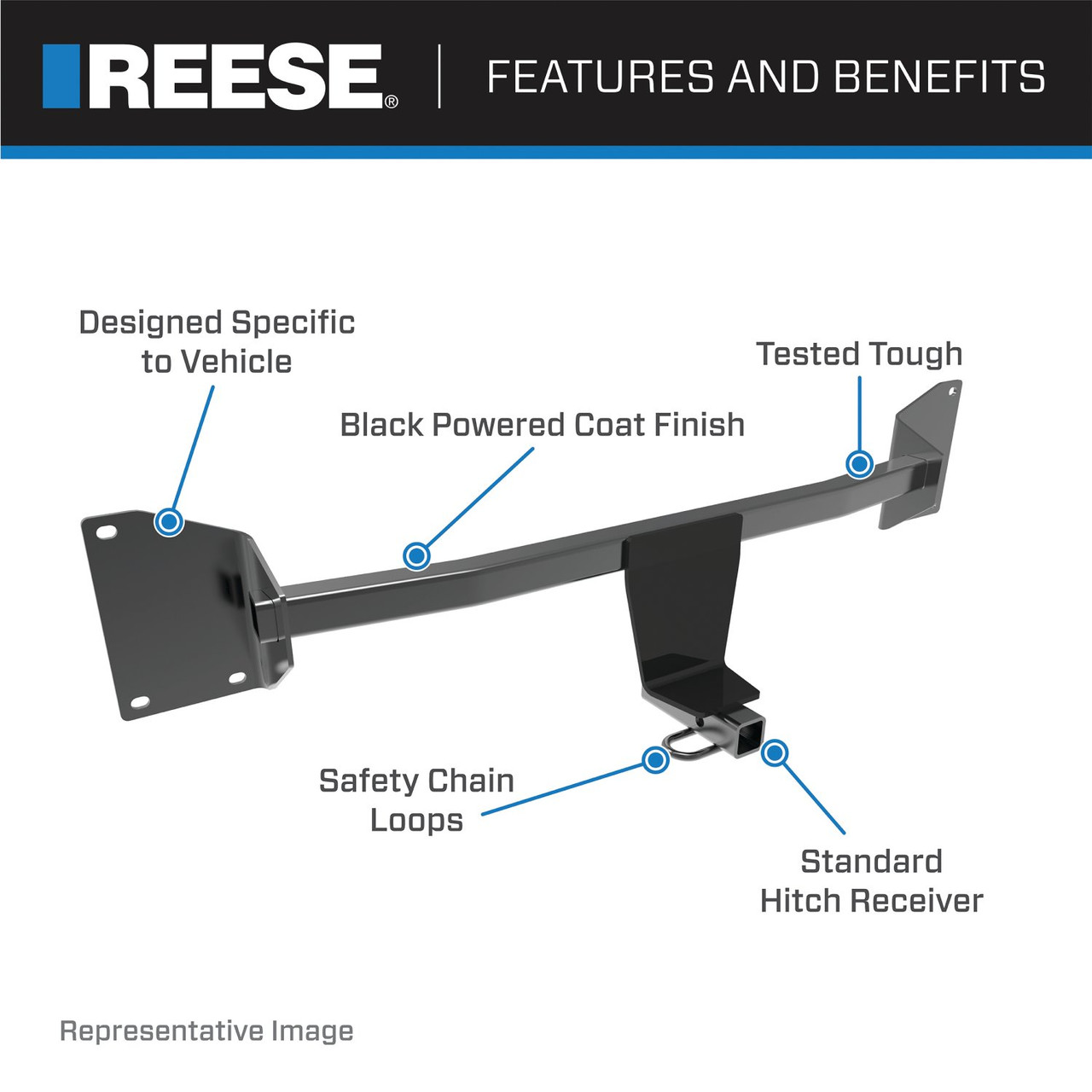 Reese Towpower Class 1 Trailer Hitch, 1-1/4-Inch Receiver, Black 77132