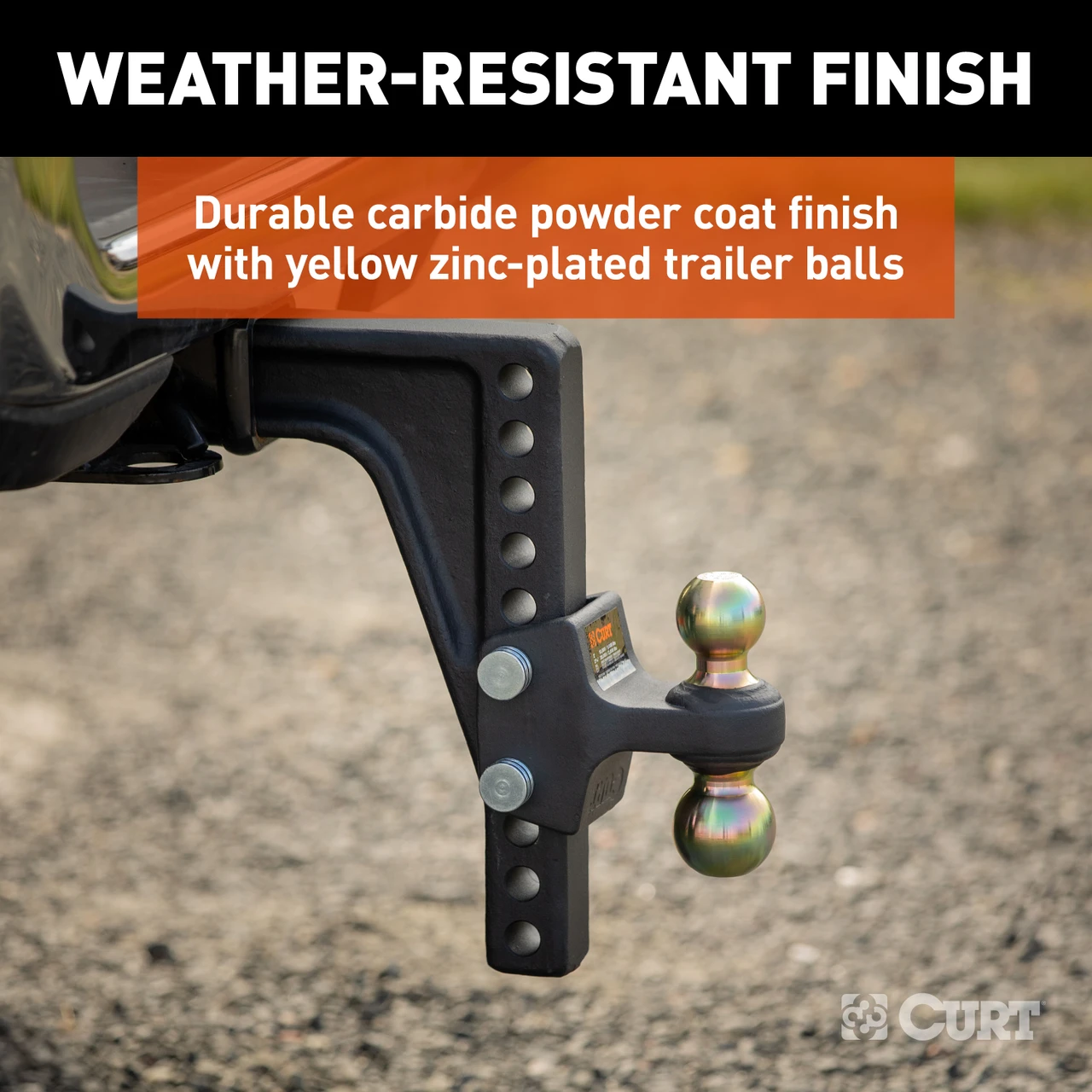 CURT HD Deep-Drop Adjustable Hitch Ball Mount with Dual Ball, 2-1/2" Shank, 20K Trailer Hitch Ball Mount