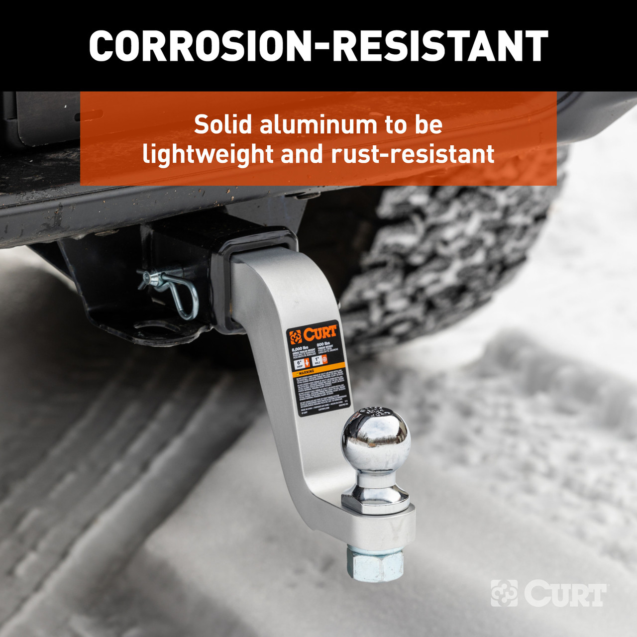 CURT Aluminum Ball Mount (2" Shank, 8,000 lbss, 6" Drop, 8-1/2" Long) Trailer Hitch Ball Mount