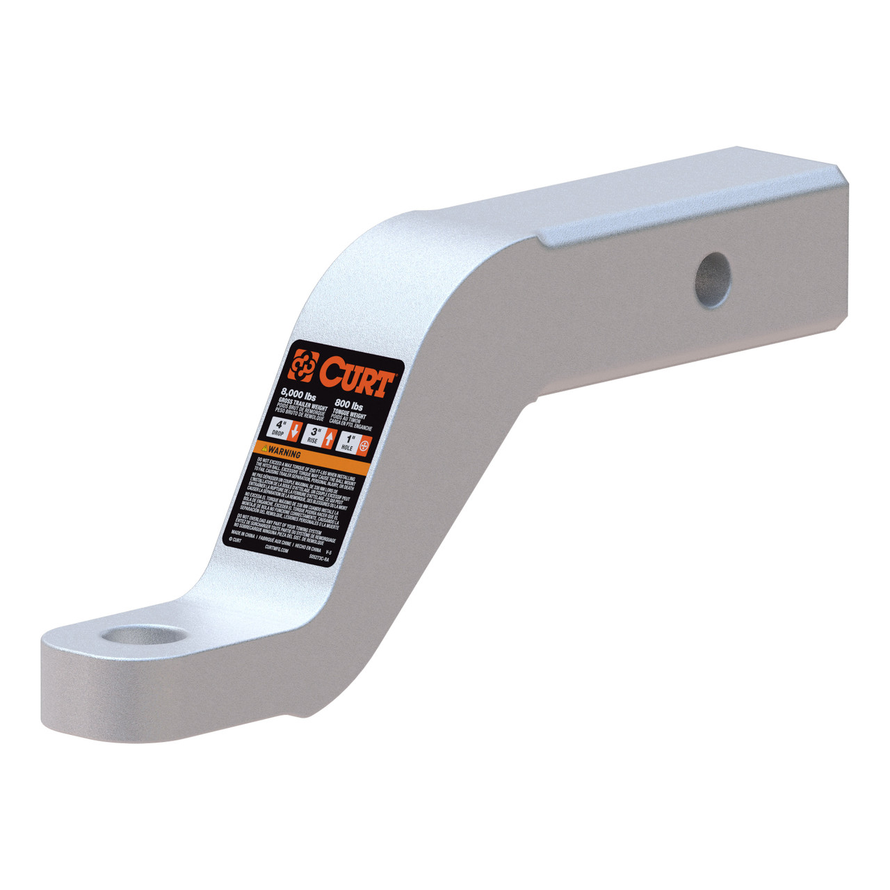 CURT Aluminum Ball Mount (2" Shank, 8,000 lbss, 4" Drop, 8-1/2" Long) Trailer Hitch Ball Mount