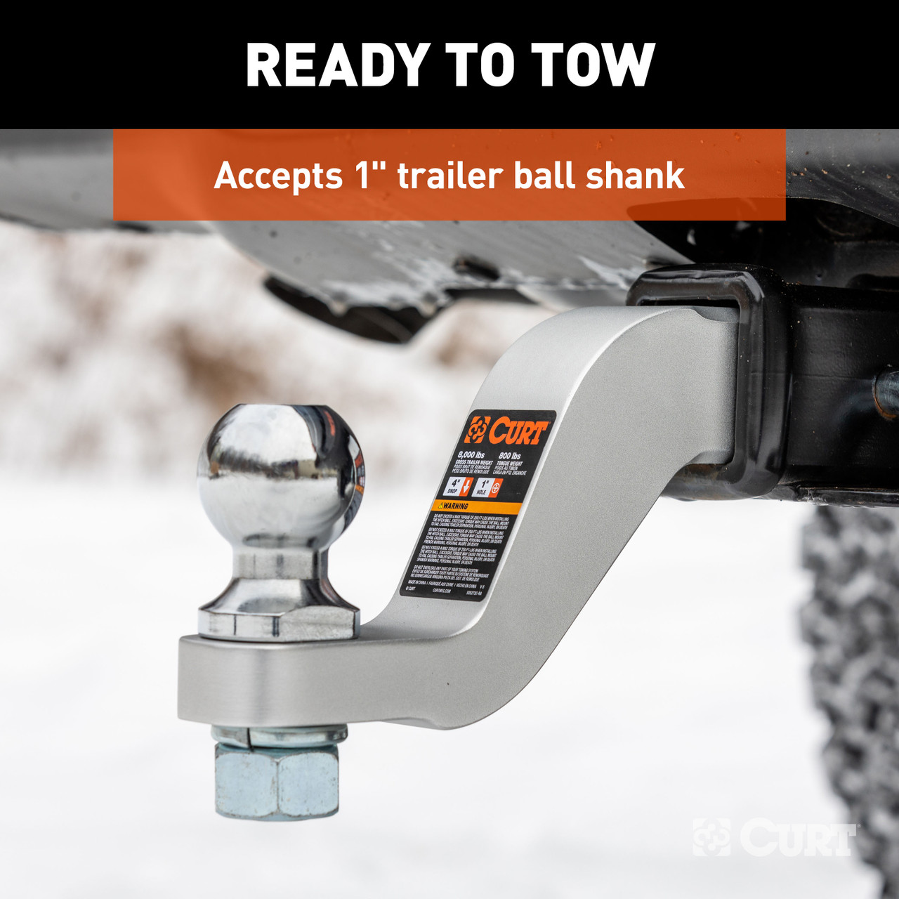 CURT Aluminum Ball Mount (2" Shank, 8,000 lbss, 4" Drop, 8-1/2" Long) Trailer Hitch Ball Mount