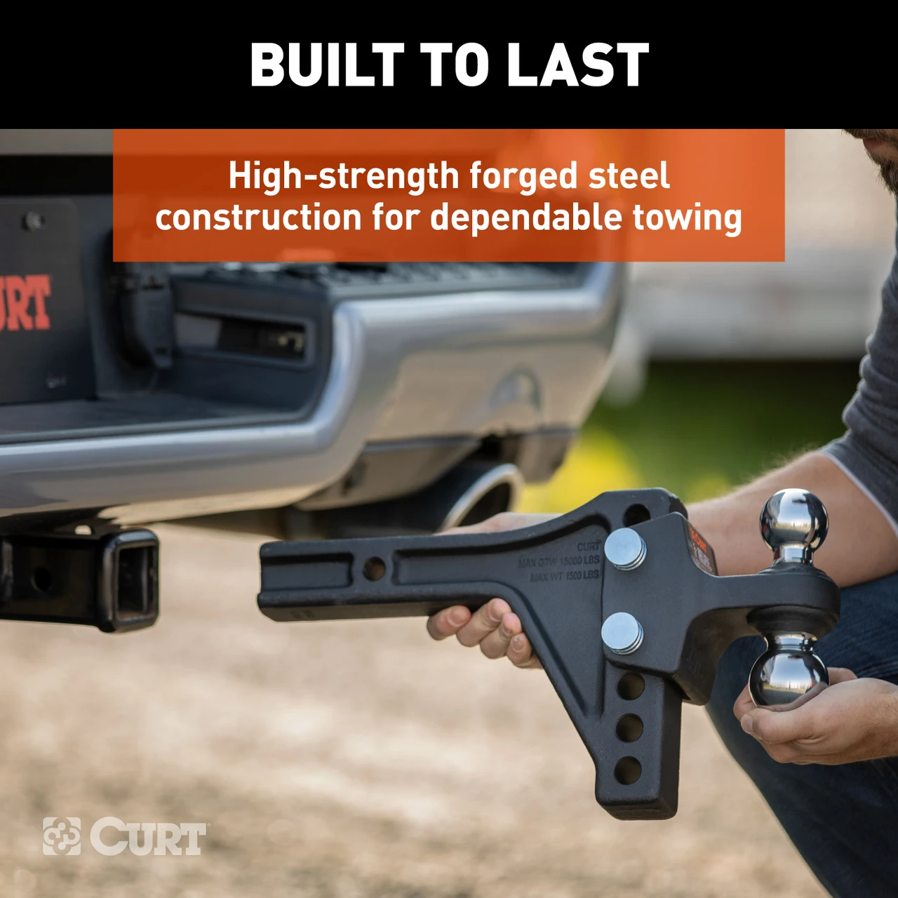 CURT Adjustable Trailer Hitch Ball Mount with Dual Ball, 2" Shank, 15K Trailer Hitch Ball Mount