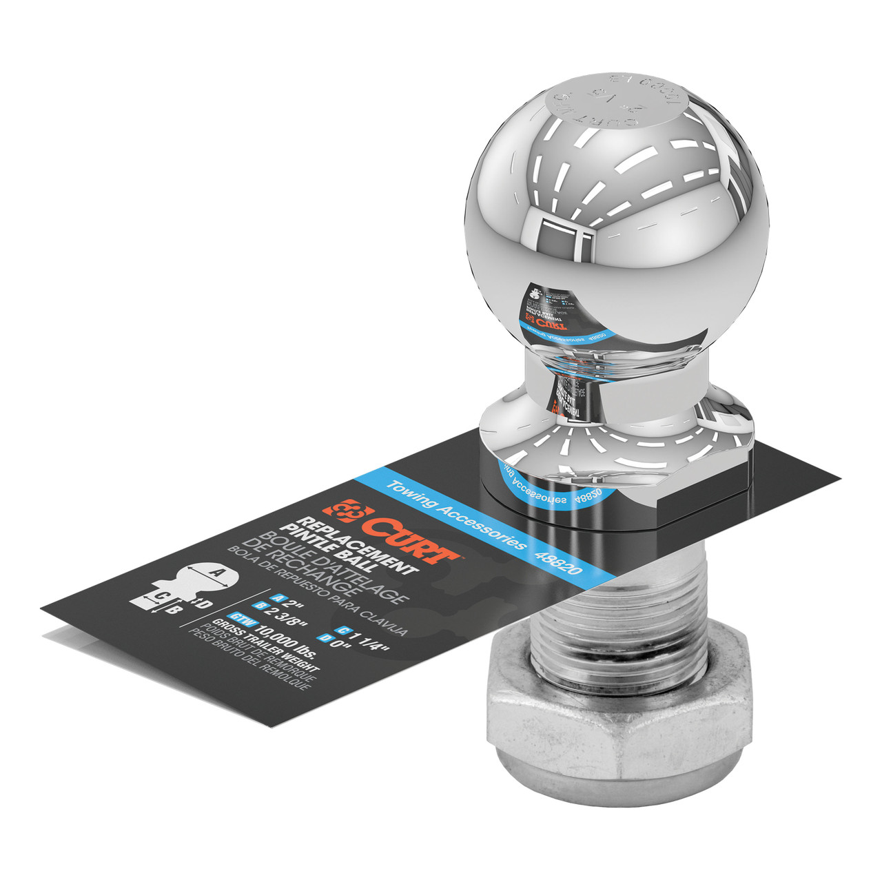 CURT Replacement 2" Pintle Ball (10,000 lbs., 1-1/4" Shank) Trailer Hitch