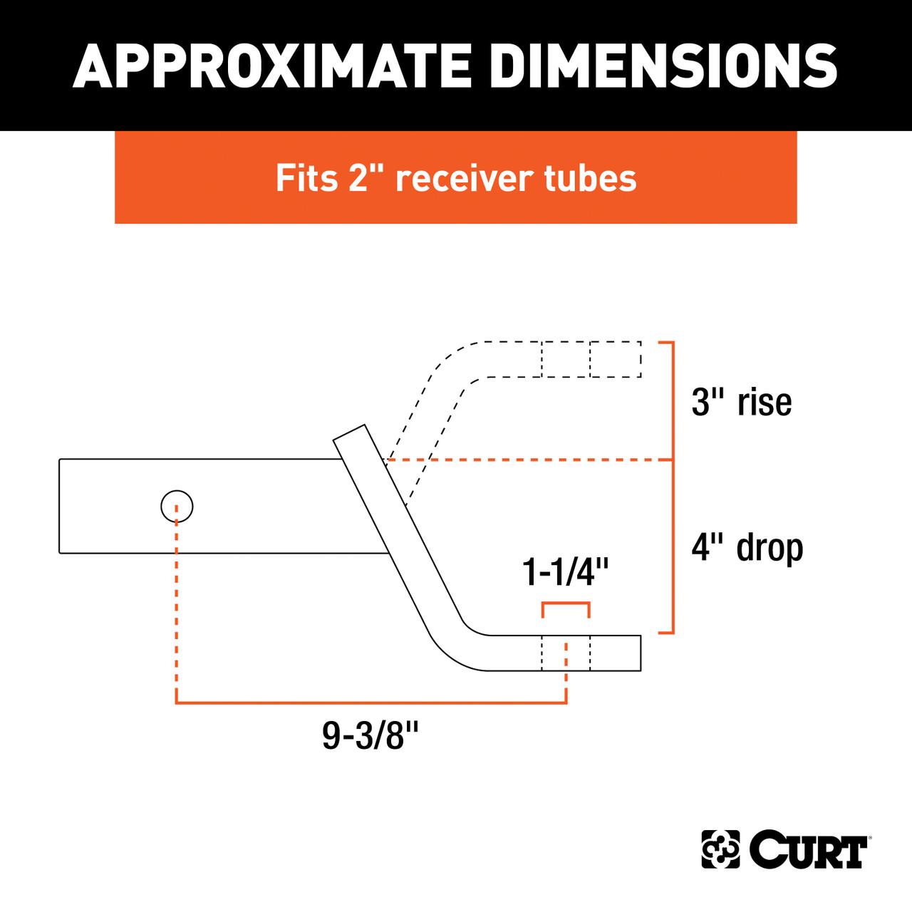 CURT Class 4 Ball Mount (2" Shank, 12,000 lbss., 4" Drop, 9-3/8" Long) Trailer Hitch Ball Mount