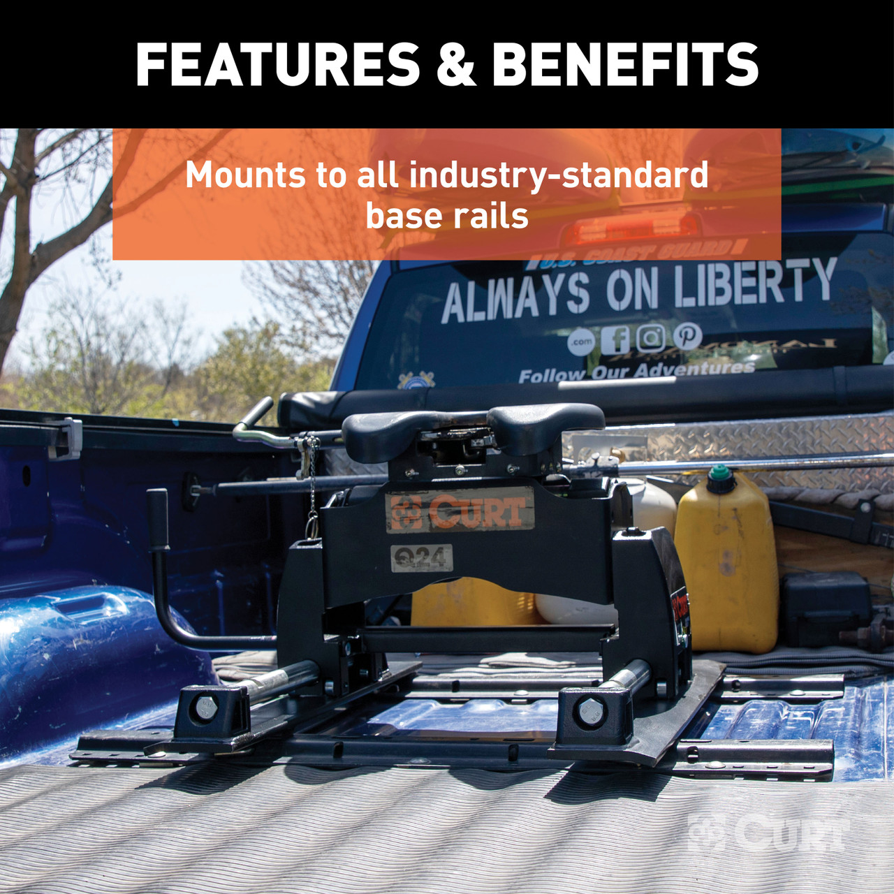 CURT R24 5th Wheel Roller, 24,000 lbs. Fifth Wheel Trailer Hitch Roller