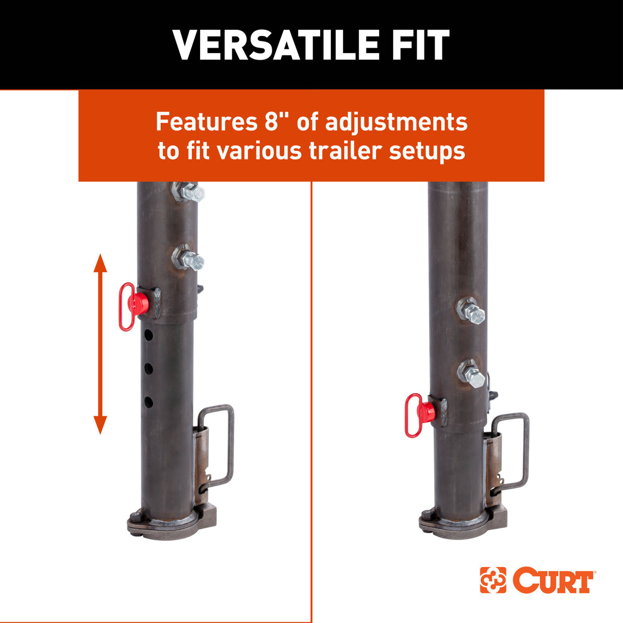CURT 30K 2-5/16" Adjustable Heavy-Duty Gooseneck Coupler, Round Tube, Weld-On, Carbon Steel 25030