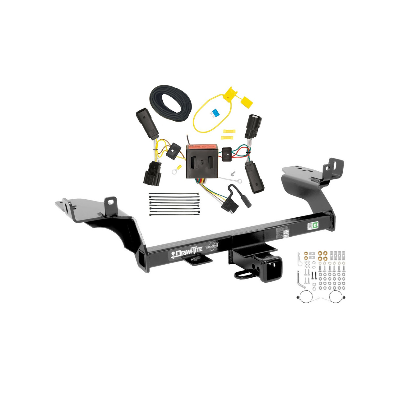 2013-2016 Ford Escape Draw-tite Class 3 Trailer Hitch, 2 Inch Square Receiver Bundle w/ Plug-n-Play T-One Wiring Harness 75782