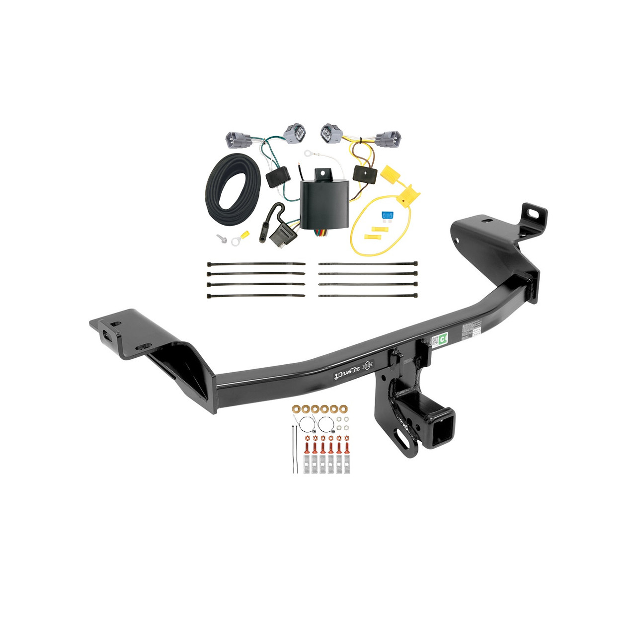 2014-2018 Jeep Cherokee Draw-tite Class 3 Trailer Hitch, 2 Inch Square Receiver Bundle w/ Plug-n-Play T-One Wiring Harness