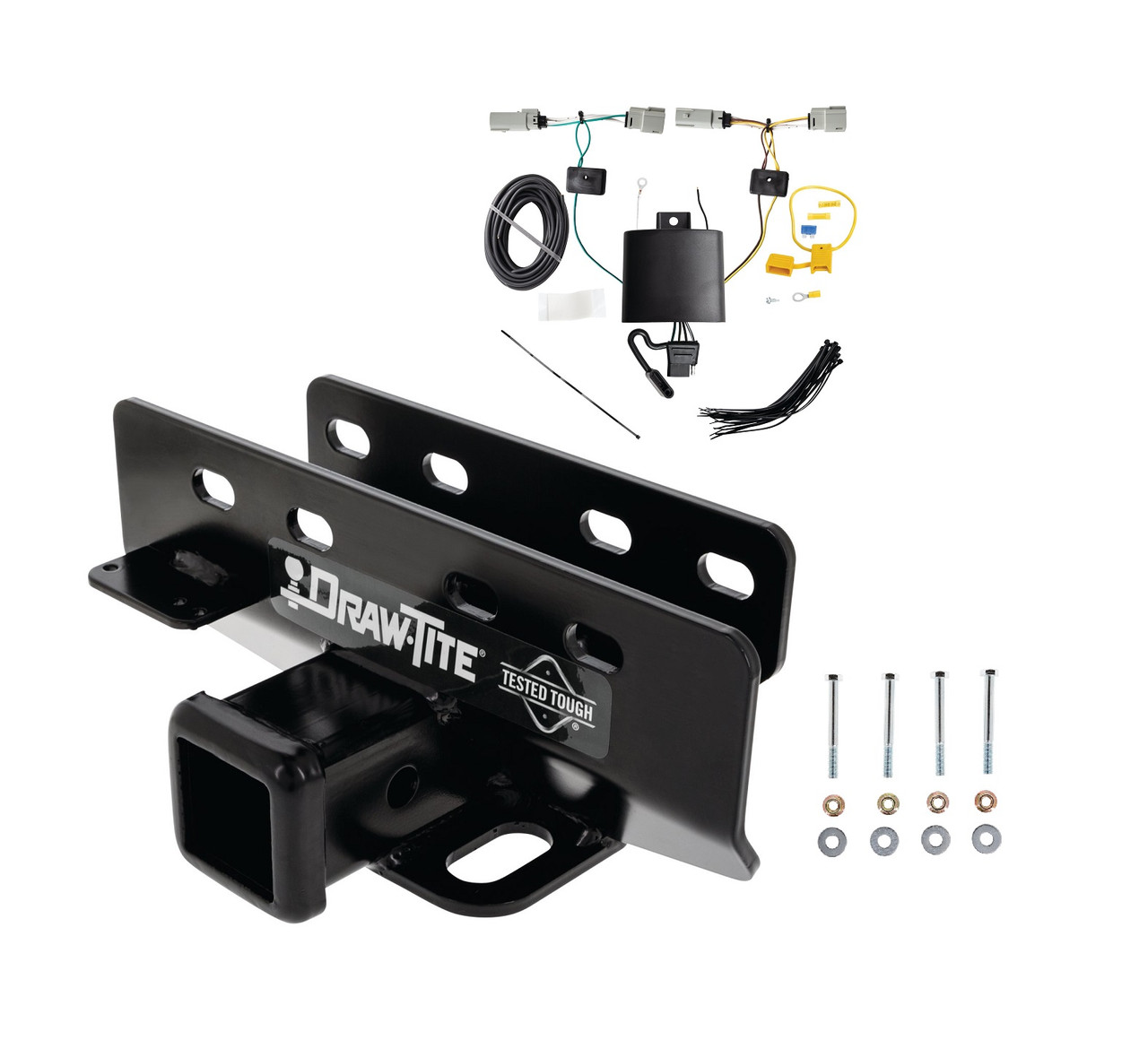 2021-2024 Ford Bronco Except w/LED Taillights or w/OEM HitchDraw-Tite Class 3 Trailer Hitch, 2 Inch Square Receiver Bundle w/ Plug-n-Play T-One Wiring Harness