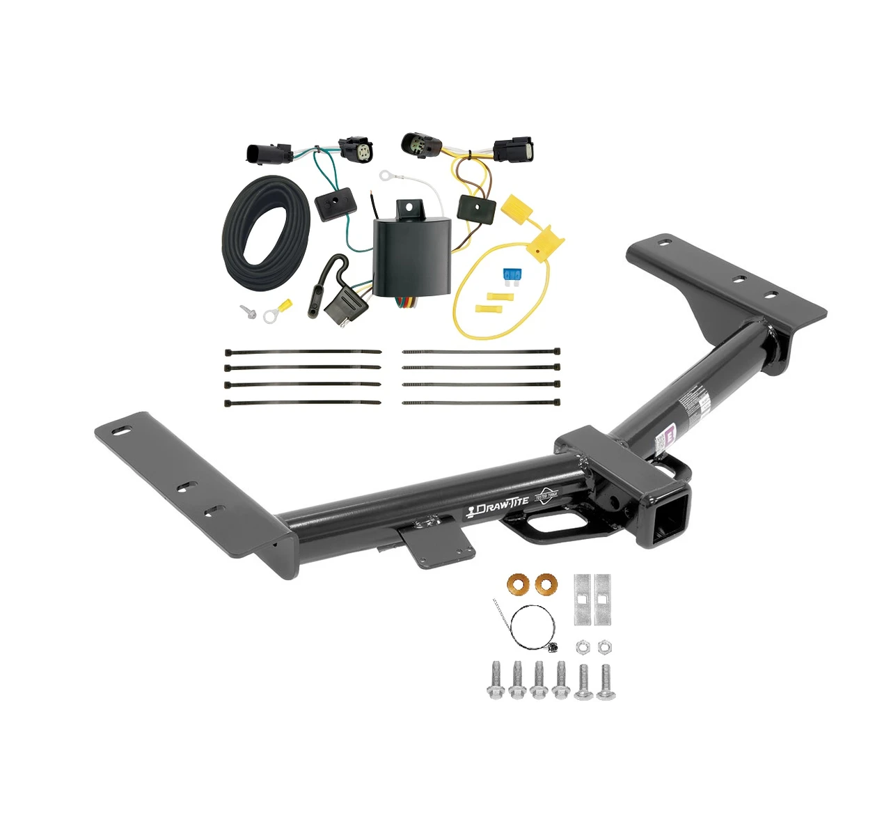 2015-2023 Ford Transit-150 Except Cab & Chassis and the Cutaway Draw-tite Class 4 Trailer Hitch, 2 Inch Square Receiver Bundle w/ Plug-n-Play T-One Wiring Harness