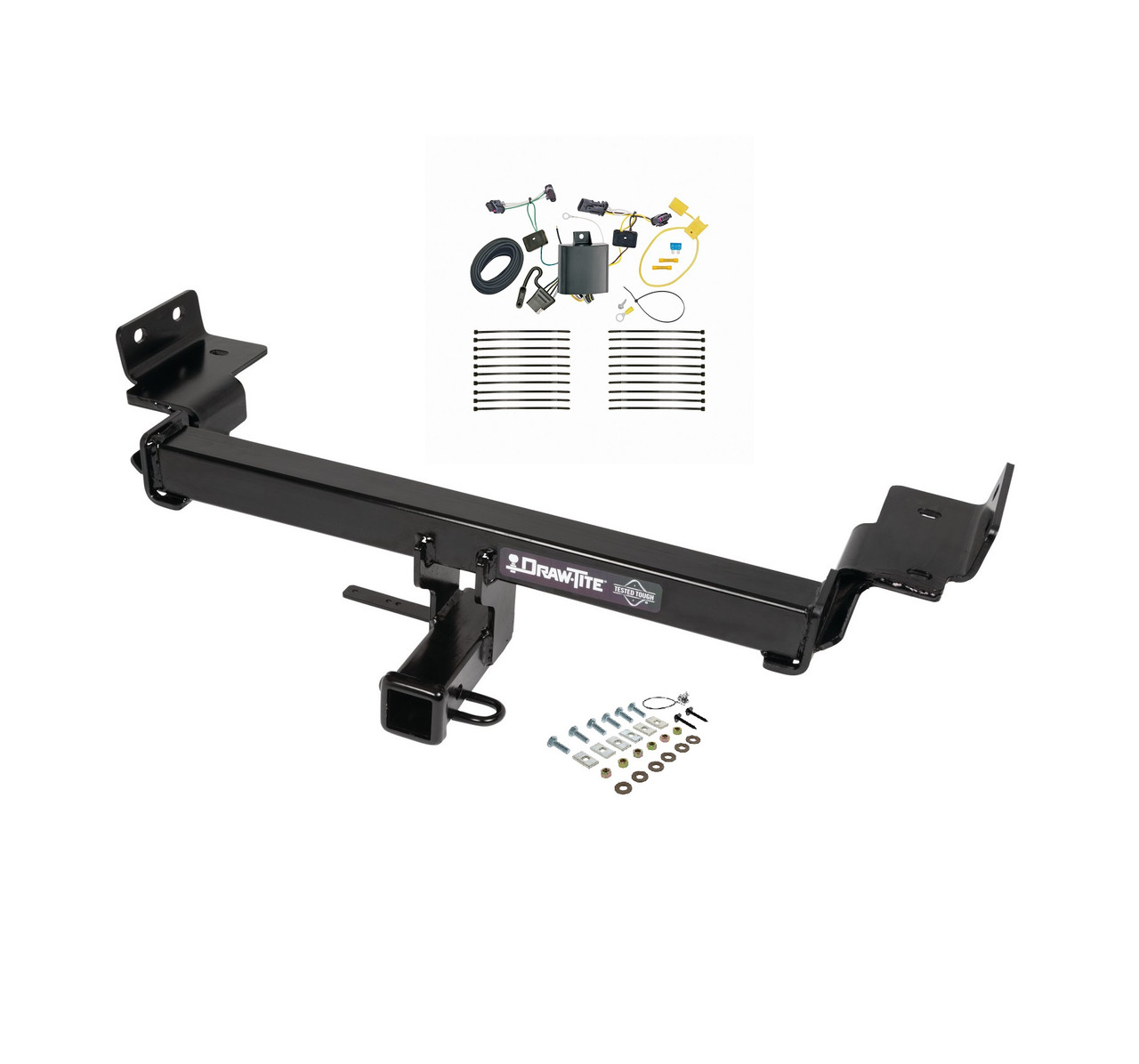 2017-2024 Jeep Compass (New Body Style)Draw-Tite Class 3 Trailer Hitch, 2 Inch Square Receiver Bundle w/ Plug-n-Play T-One Wiring Harness