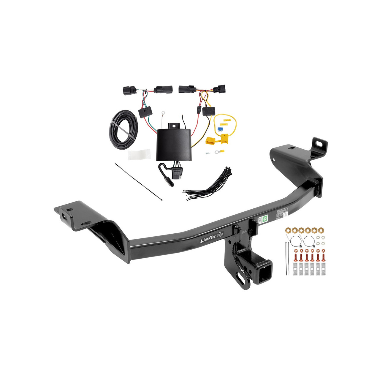 2021-2023 Jeep Cherokee Draw-tite Class 3 Trailer Hitch, 2 Inch Square Receiver Bundle w/ Plug-n-Play T-One Wiring Harness