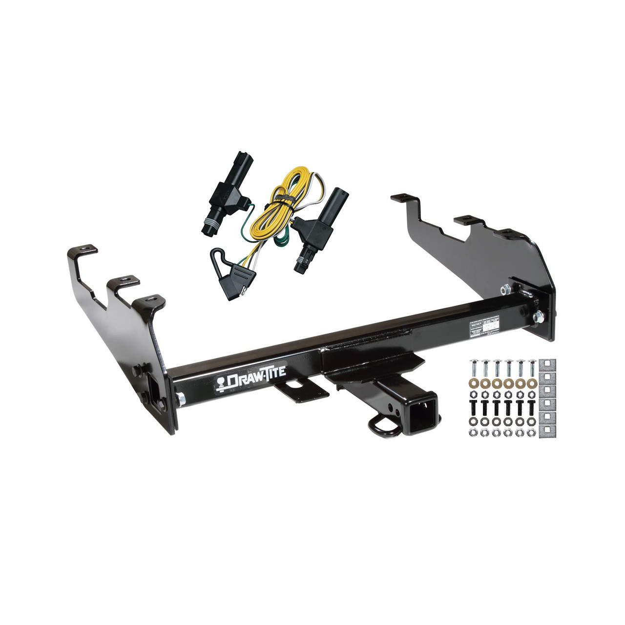 1986-1993 Dodge W150 w/Deep Drop Bumper Draw-tite Class 3 Trailer Hitch, 2 Inch Square Receiver Bundle w/ Plug-n-Play T-One Wiring Harness