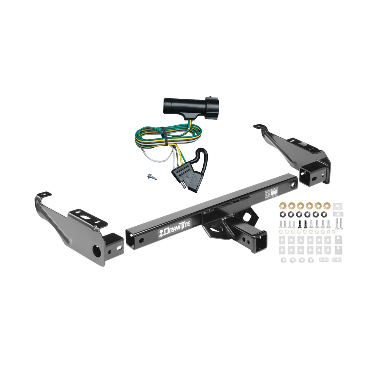 1980-1986 Ford F-250 Except w/Custom Fascia Draw-tite Class 4 Multi-Fit Trailer Hitch, 2 Inch Square Receiver Bundle w/ Plug-n-Play T-One Wiring Harness