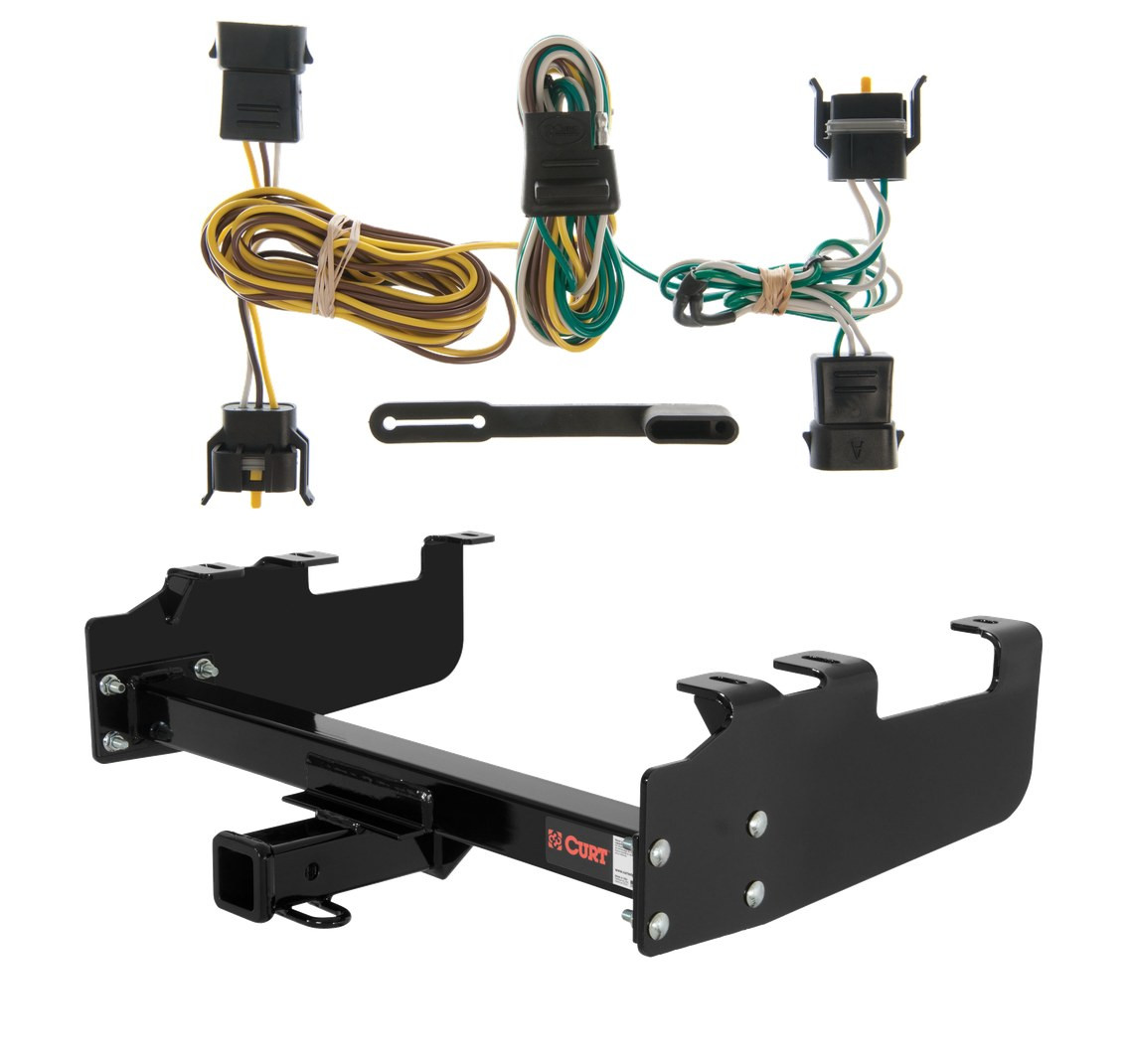 1997 Ford F-350 Old body with 10" drop bumper Curt 2", Class 3 Trailer Tow Hitch + 4-flat Wiring Kit 13099