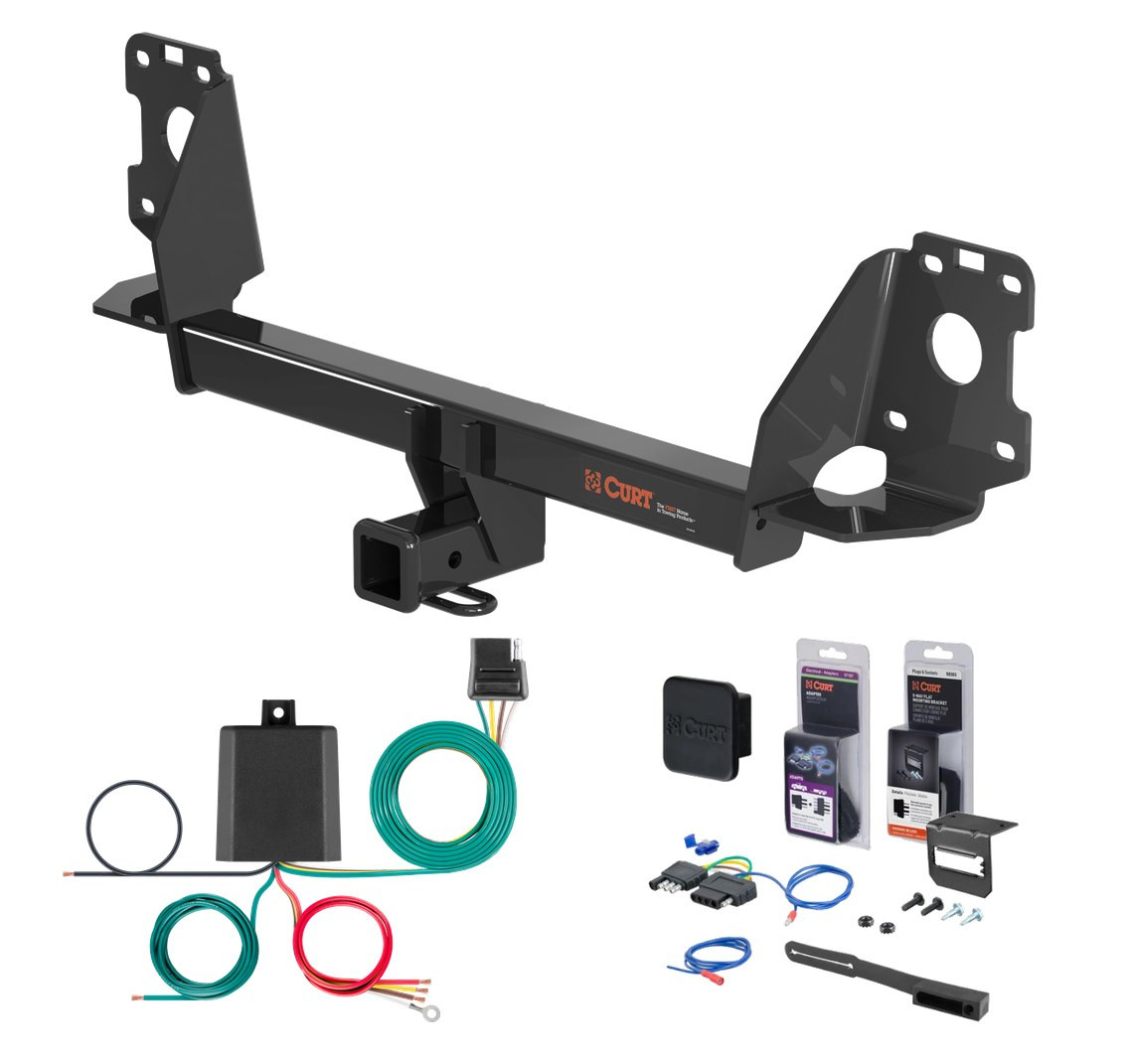 2020 - 2026 Audi SQ7 Curt 2" Class 3 Trailer Tow Hitch + 5-Flat Wiring Kit Tow Boat/Utility Trailer with Surge Brakes 13277