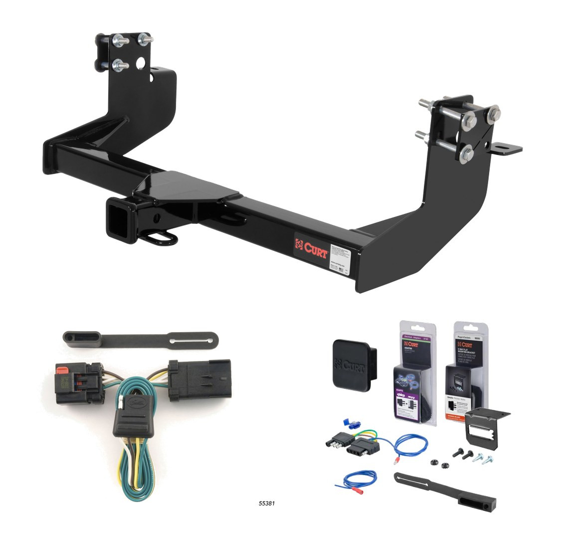 2003 - 2006 Dodge Sprinter 3500 140" WB with single rear wheels, 158" WB Curt 2" Class 3 Trailer Tow Hitch + 5-Flat Wiring Kit Tow Boat/Utility Trailer with Surge Brakes 13250