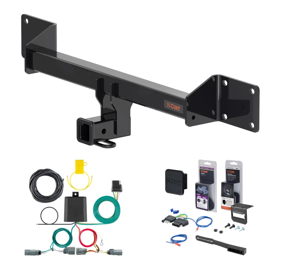 2025 - 2026 Ford Bronco Sport Curt 2" Class 3 Trailer Tow Hitch + 5-Flat Wiring Kit Tow Boat/Utility Trailer with Surge Brakes 13635