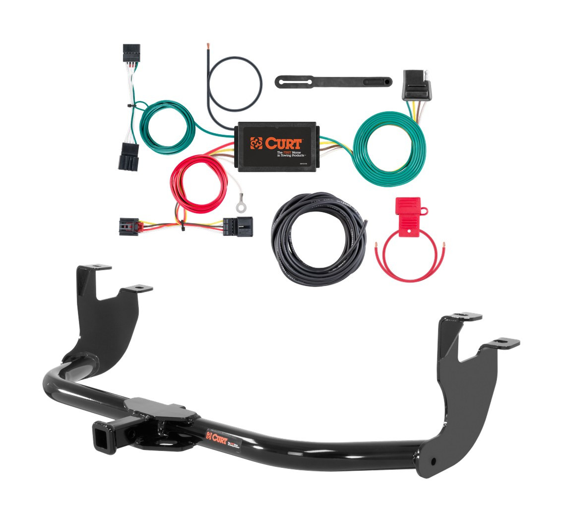 2019 Volkswagen Beetle Hatchback, excluding diesel Curt 1-1/4", Class 1 Trailer Tow Hitch + 4-flat Wiring Kit 11354