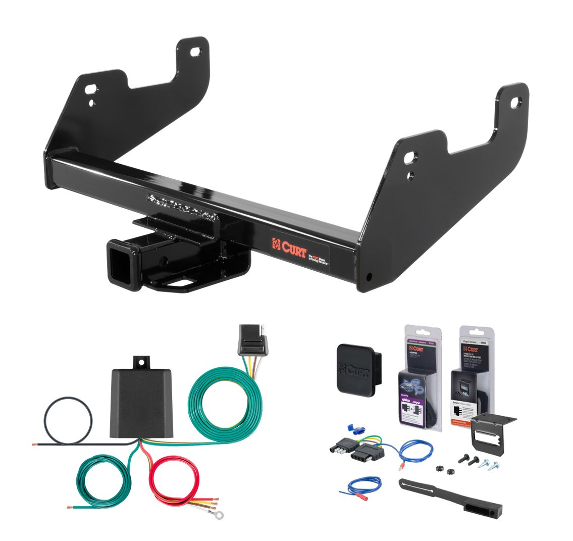 2015 - 2020 Ford F-150 Excluding factory receiver or Police Responder Curt 2" Class 4 Trailer Tow Hitch + 5-Flat Wiring Kit Tow Boat/Utility Trailer with Surge Brakes 14017