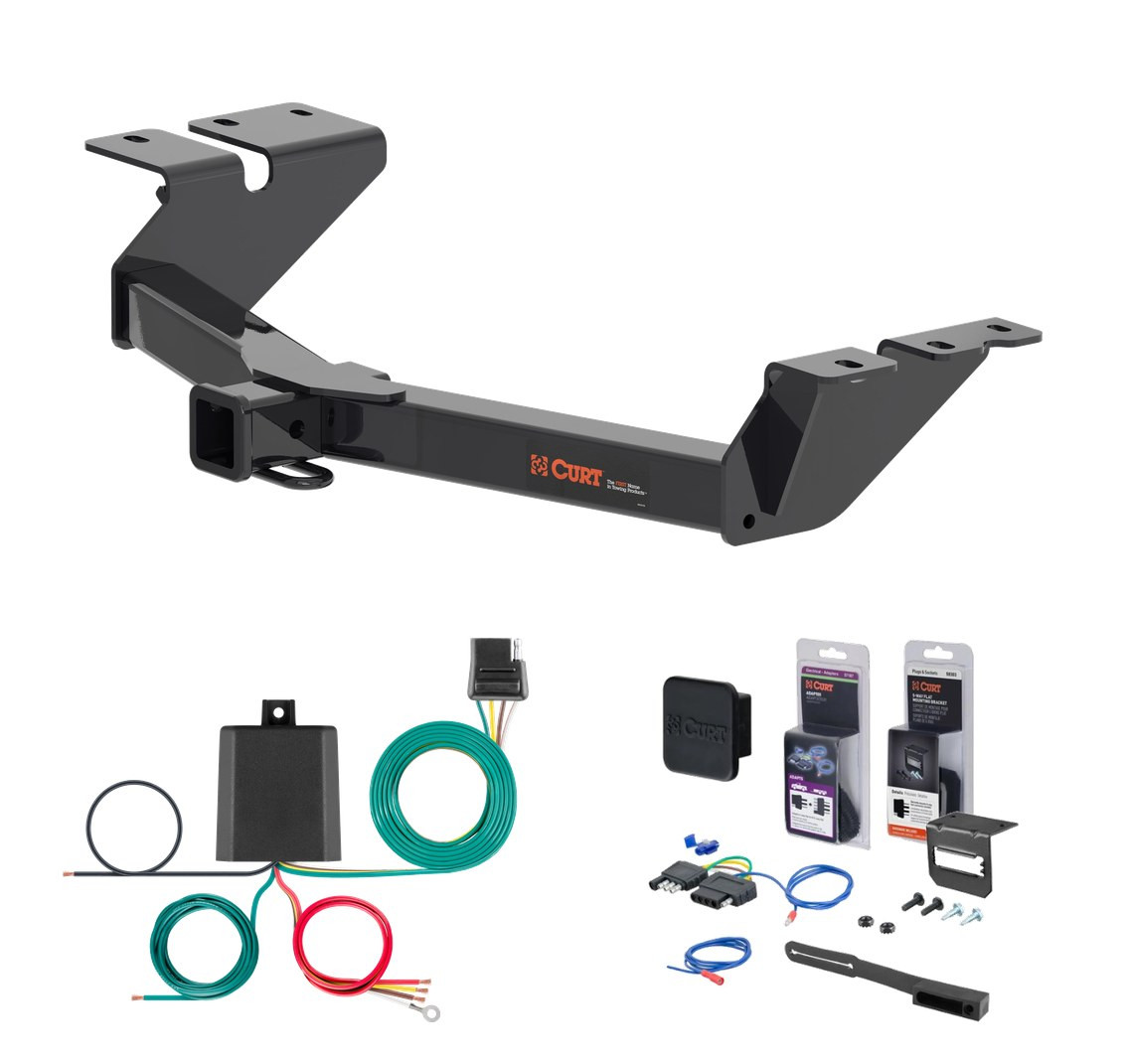 2022 - 2026 Ford Maverick Excluding factory receiver, w/ LED Taillight Accent Curt 2" Class 3 Trailer Tow Hitch + 5-Flat Wiring Kit Tow Boat/Utility Trailer with Surge Brakes 13504