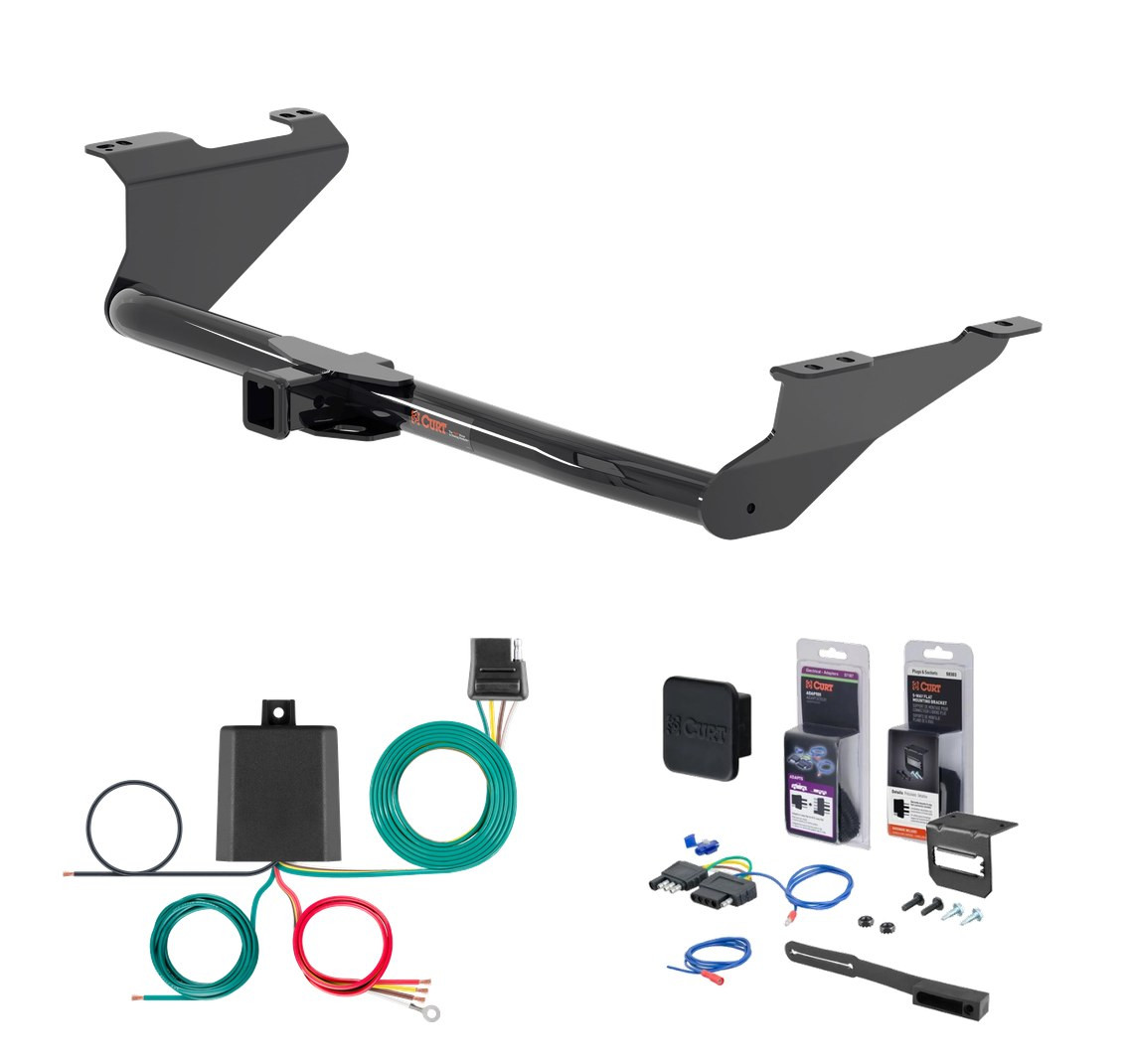 2021 - 2026 Chrysler Pacifica Curt 2" Class 3 Trailer Tow Hitch + 5-Flat Wiring Kit Tow Boat/Utility Trailer with Surge Brakes 13383