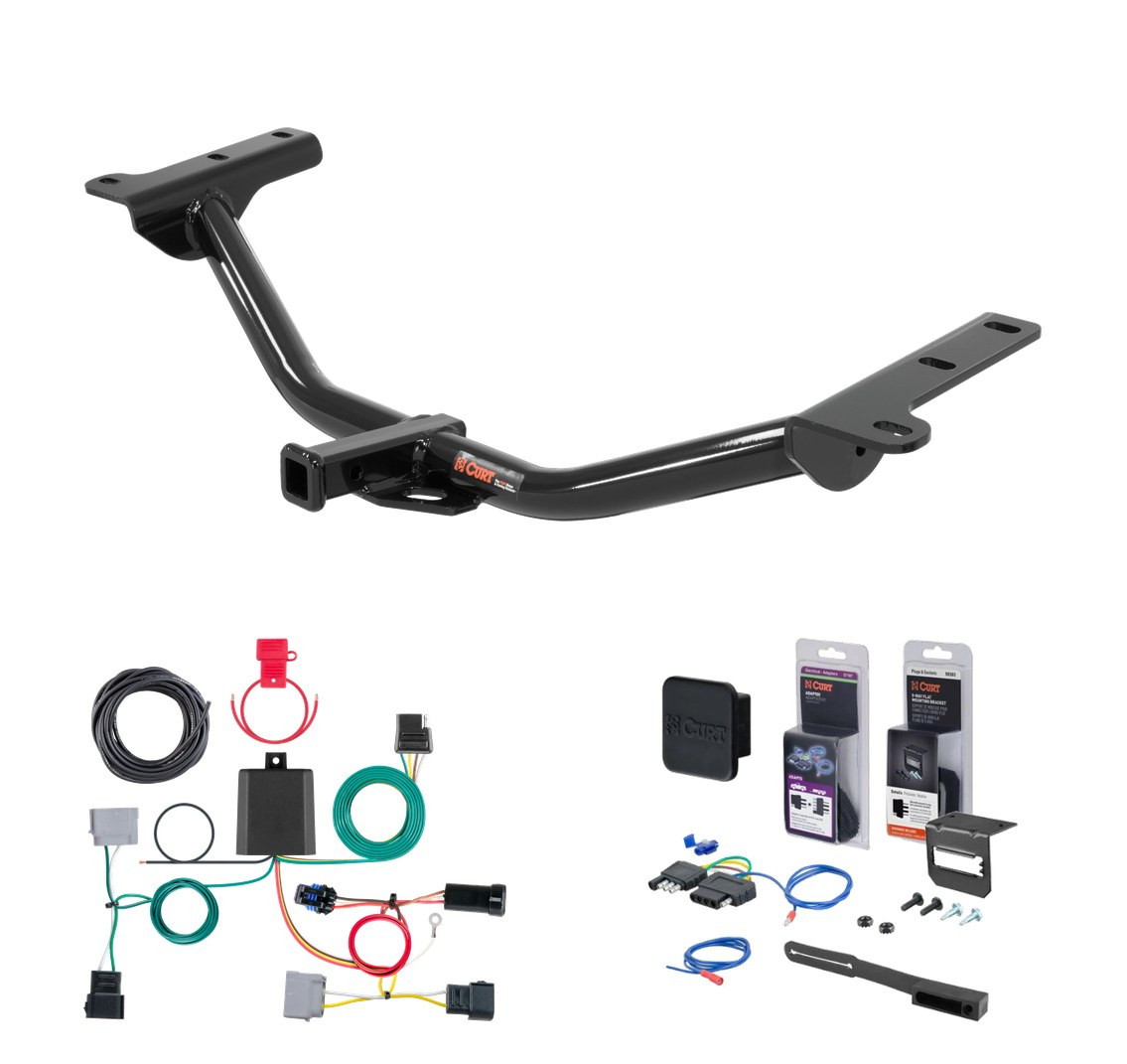 2011 - 2020 Dodge Journey Curt 1-1/4" Class 2 Trailer Tow Hitch + 5-Flat Wiring Kit Tow Boat/Utility Trailer with Surge Brakes 12134