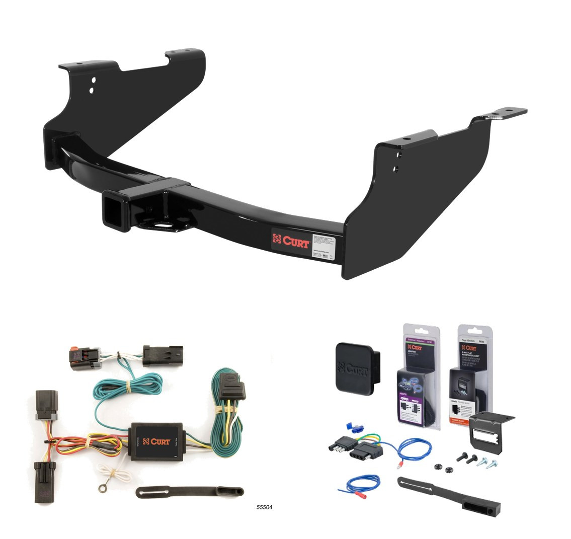 2003 - 2005 Dodge Ram 2500 Excluding factory receiver Curt 2" Class 3 Trailer Tow Hitch + 5-Flat Wiring Kit Tow Boat/Utility Trailer with Surge Brakes 13361