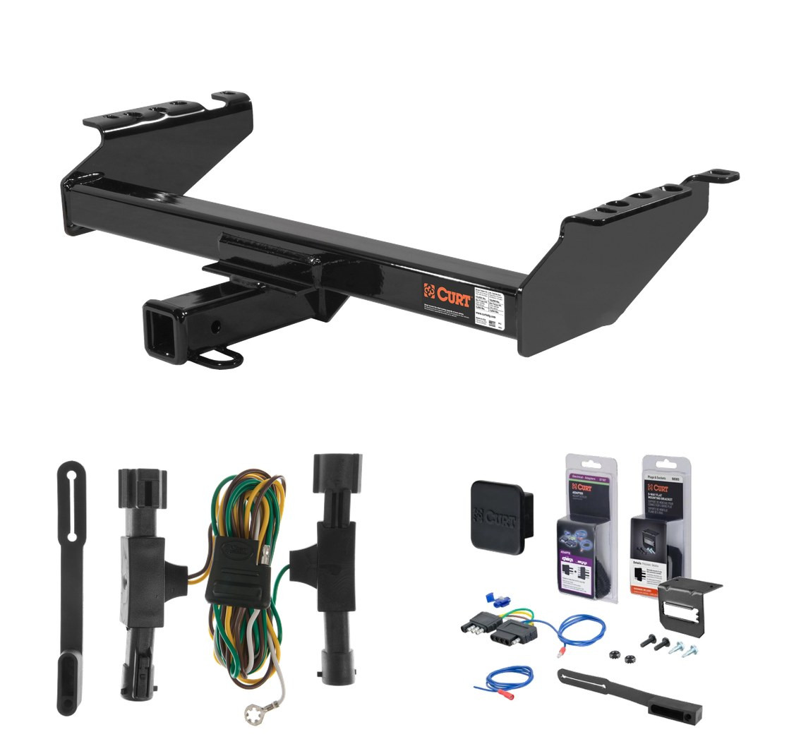 1992 - 1996 Ford Bronco Excluding factory receiver Curt 2" Class 4 Trailer Tow Hitch + 5-Flat Wiring Kit Tow Boat/Utility Trailer with Surge Brakes 14001