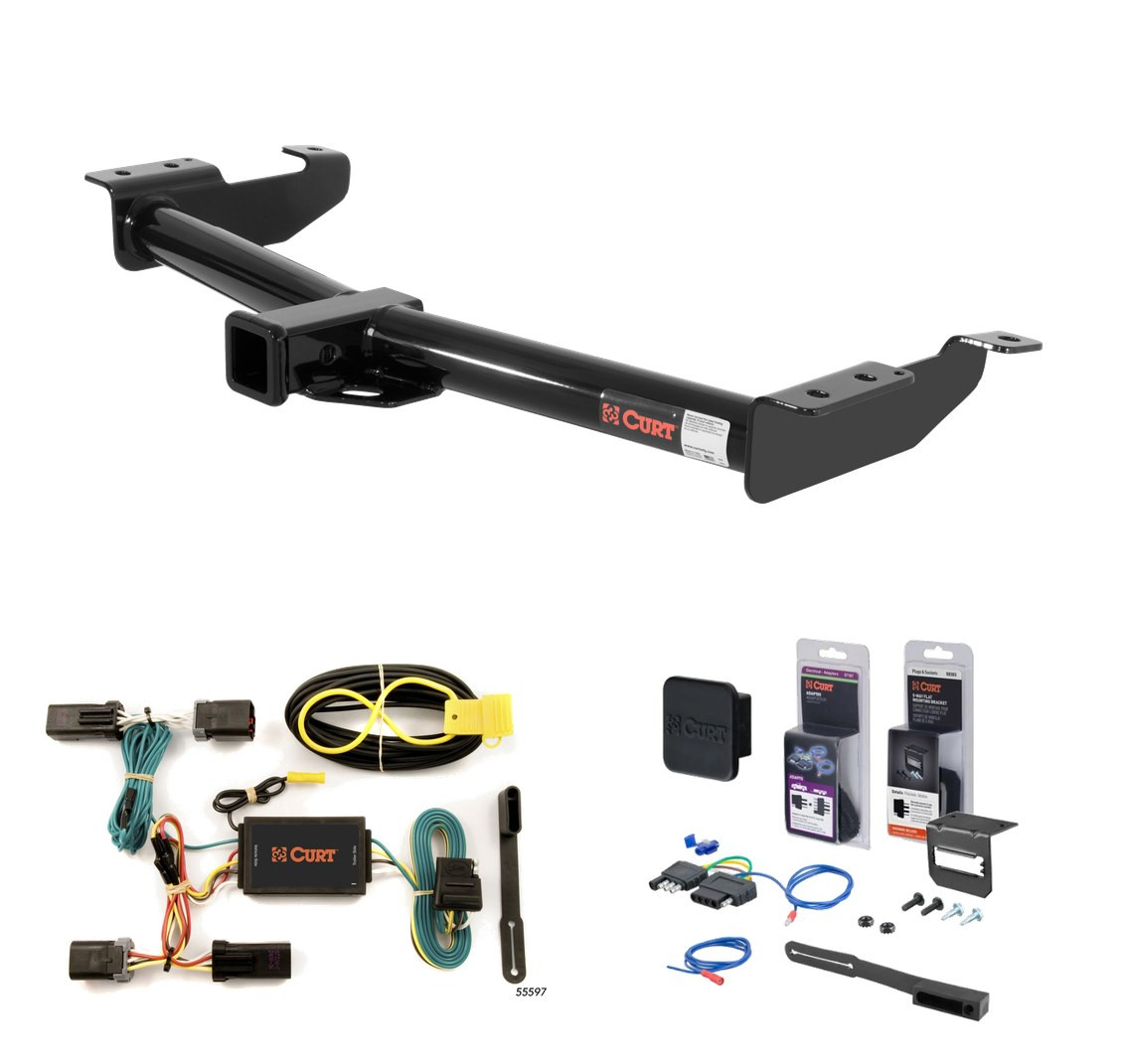 2000 - 2003 Ford E-150 Curt 2" Class 3 Trailer Tow Hitch + 5-Flat Wiring Kit Tow Boat/Utility Trailer with Surge Brakes 13055