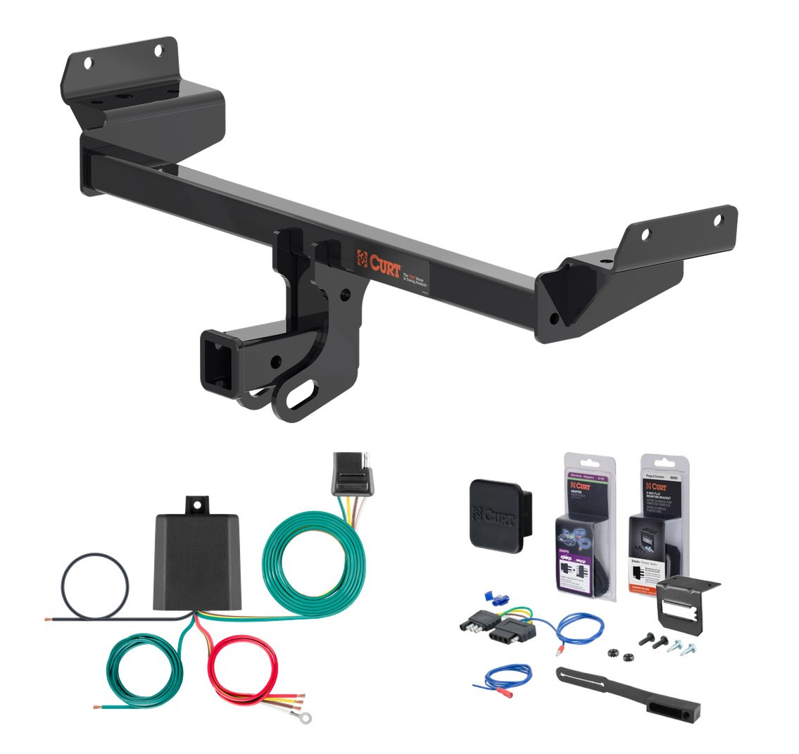 2015 - 2018 Ford Edge Curt 2" Class 3 Trailer Tow Hitch + 5-Flat Wiring Kit Tow Boat/Utility Trailer with Surge Brakes 13452