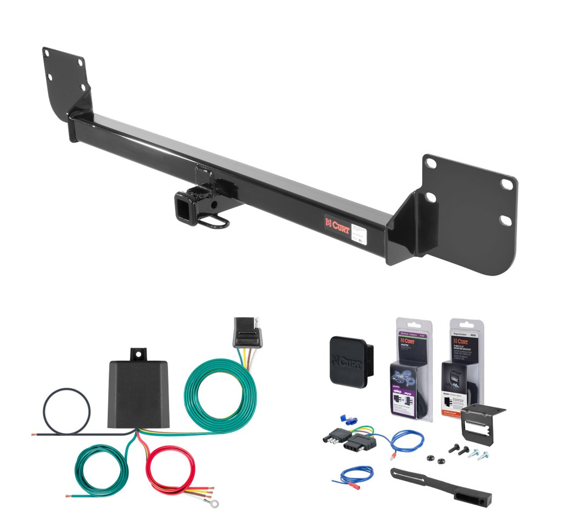 2002 - 2006 MINI Cooper Hatchback, excluding 'S' model Curt 1-1/4" Class 1 Trailer Tow Hitch + 5-Flat Wiring Kit Tow Boat/Utility Trailer with Surge Brakes 11126
