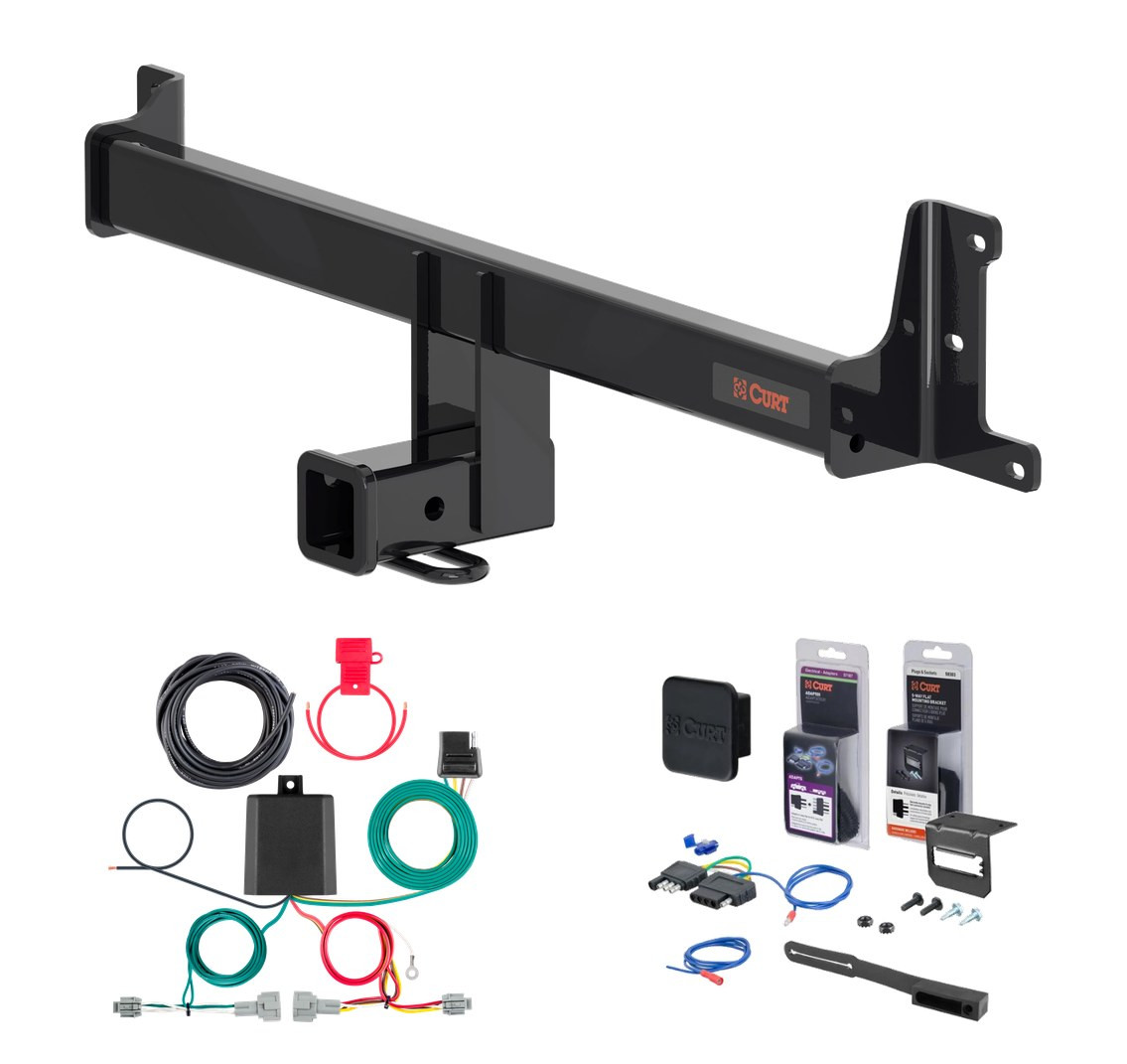 2025 - 2026 Nissan Kicks Curt 2" Class 3 Trailer Tow Hitch + 5-Flat Wiring Kit Tow Boat/Utility Trailer with Surge Brakes 13628