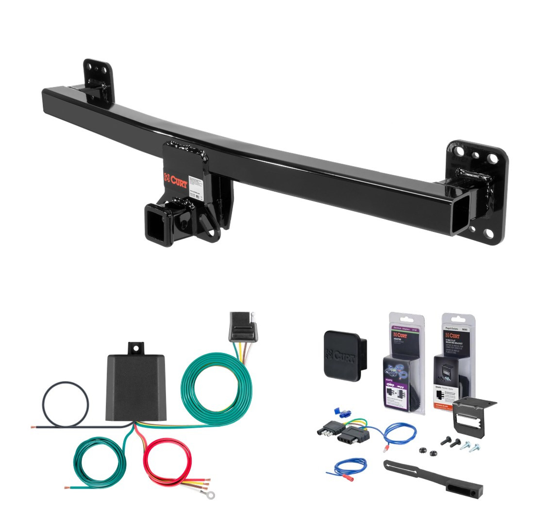 2011 - 2018 Porsche Cayenne Excluding center exhaust Curt 2" Class 3 Trailer Tow Hitch + 5-Flat Wiring Kit Tow Boat/Utility Trailer with Surge Brakes 13116