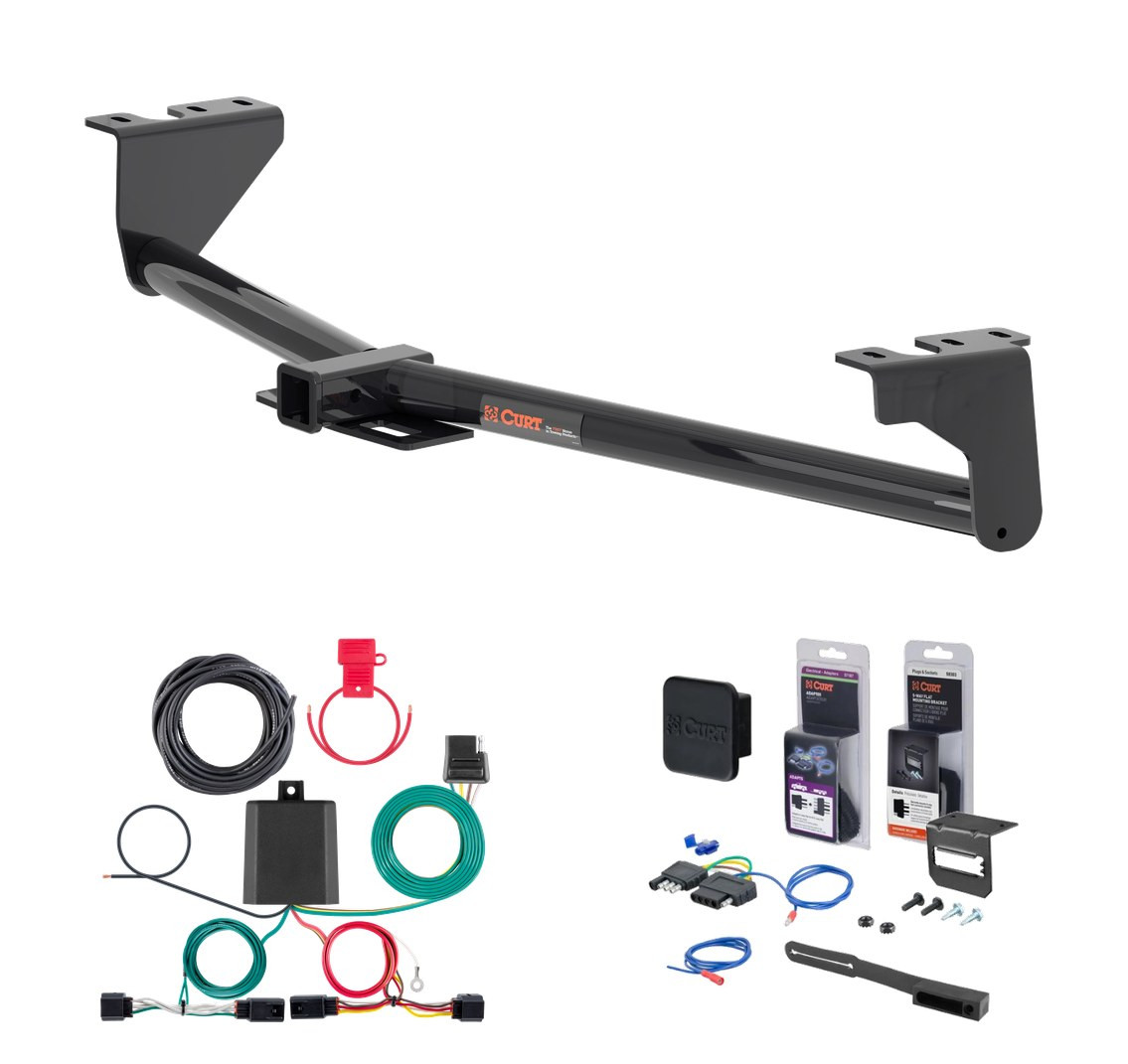 2025 - 2026 Kia Carnival, w/ LED Taillights Curt 2" Class 3 Trailer Tow Hitch + 5-Flat Wiring Kit Tow Boat/Utility Trailer with Surge Brakes 13478