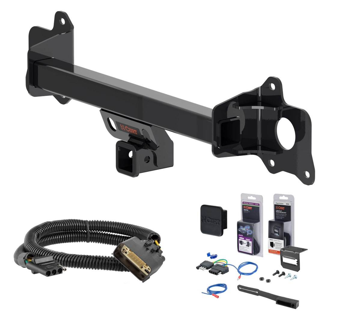 2020 - 2023 Tesla Y Curt 2" Class 3 Trailer Tow Hitch + 5-Flat Wiring Kit Tow Boat/Utility Trailer with Surge Brakes 13598