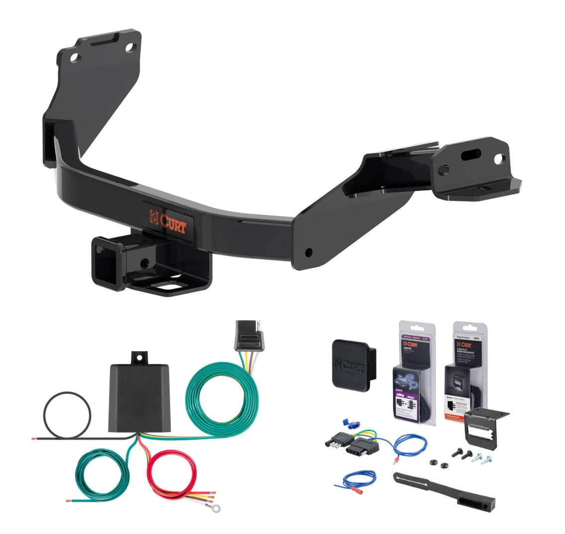 2021 - 2026 Kia Sorento Curt 2" Class 3 Trailer Tow Hitch + 5-Flat Wiring Kit Tow Boat/Utility Trailer with Surge Brakes 13609