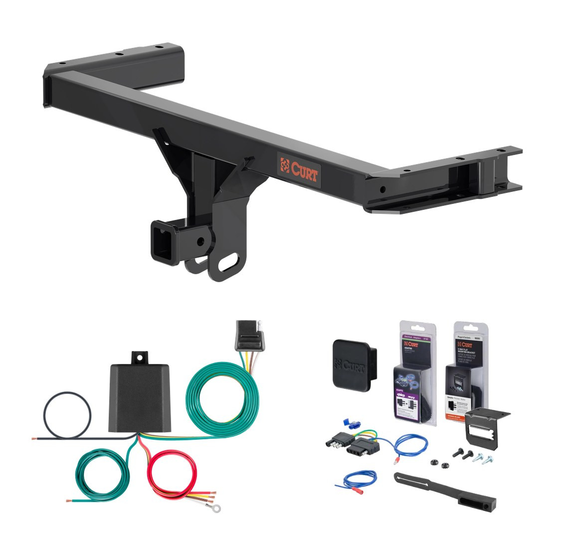 2026 Porsche Macan Excluding S or electric Curt 2" Class 3 Trailer Tow Hitch + 5-Flat Wiring Kit Tow Boat/Utility Trailer with Surge Brakes 13612