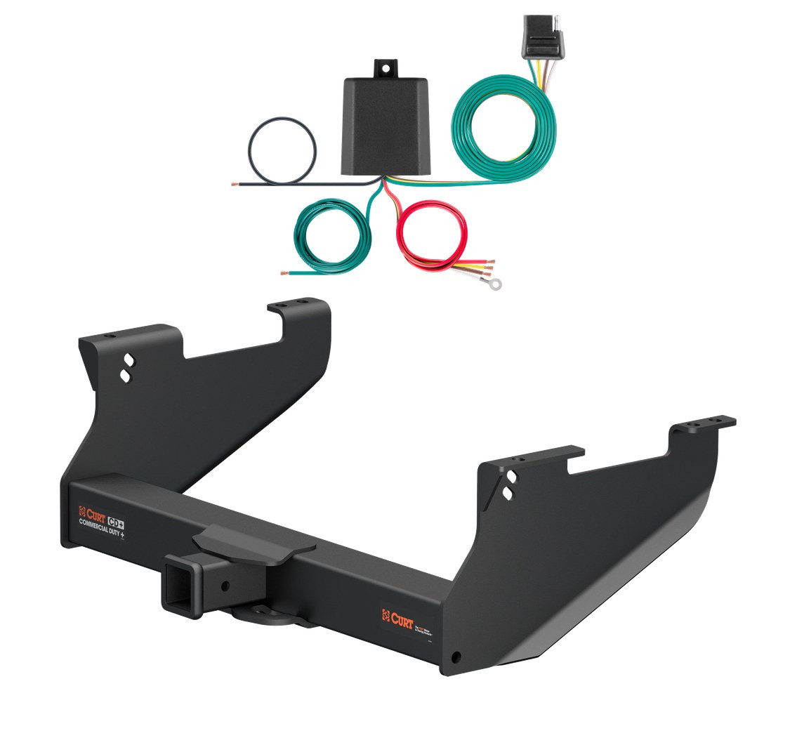 2014 - 2017 RAM 1500 Classic With or without factory receiver Curt 2-1/2", Class 5 Trailer Tow Hitch + 4-flat Wiring Kit 15803