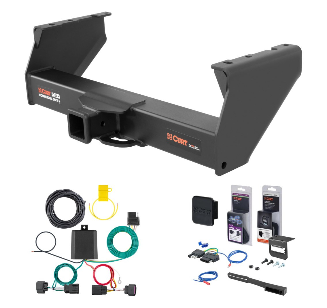 2011 - 2026 RAM 1500 Classic Cab & chassis Curt 2-1/2" Class 5 Trailer Tow Hitch + 5-Flat Wiring Kit Tow Boat/Utility Trailer with Surge Brakes 15800