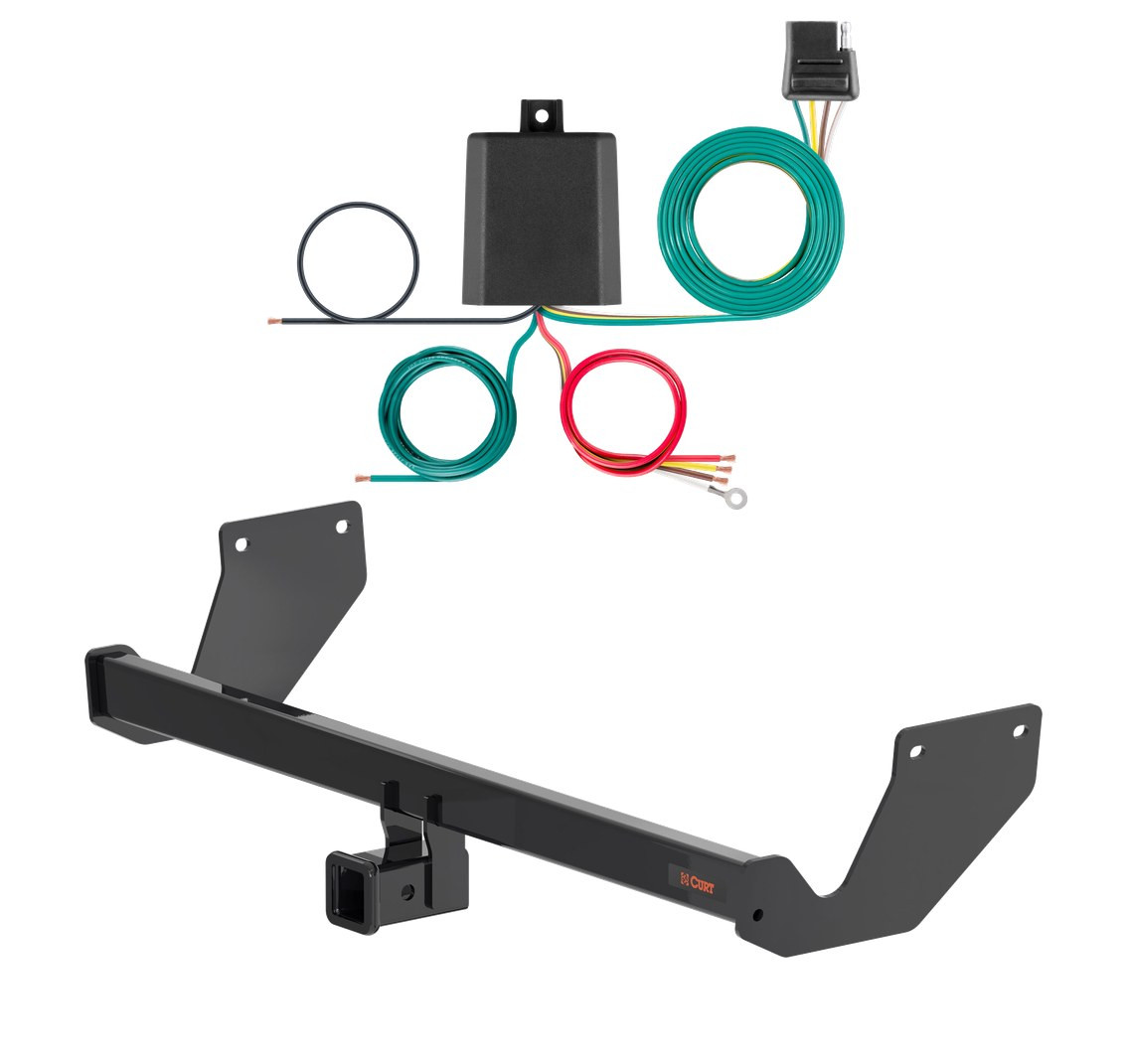 2026 Toyota bZ Excluding models with kick sensor Curt 2", Class 3 Trailer Tow Hitch + 4-flat Wiring Kit 13544