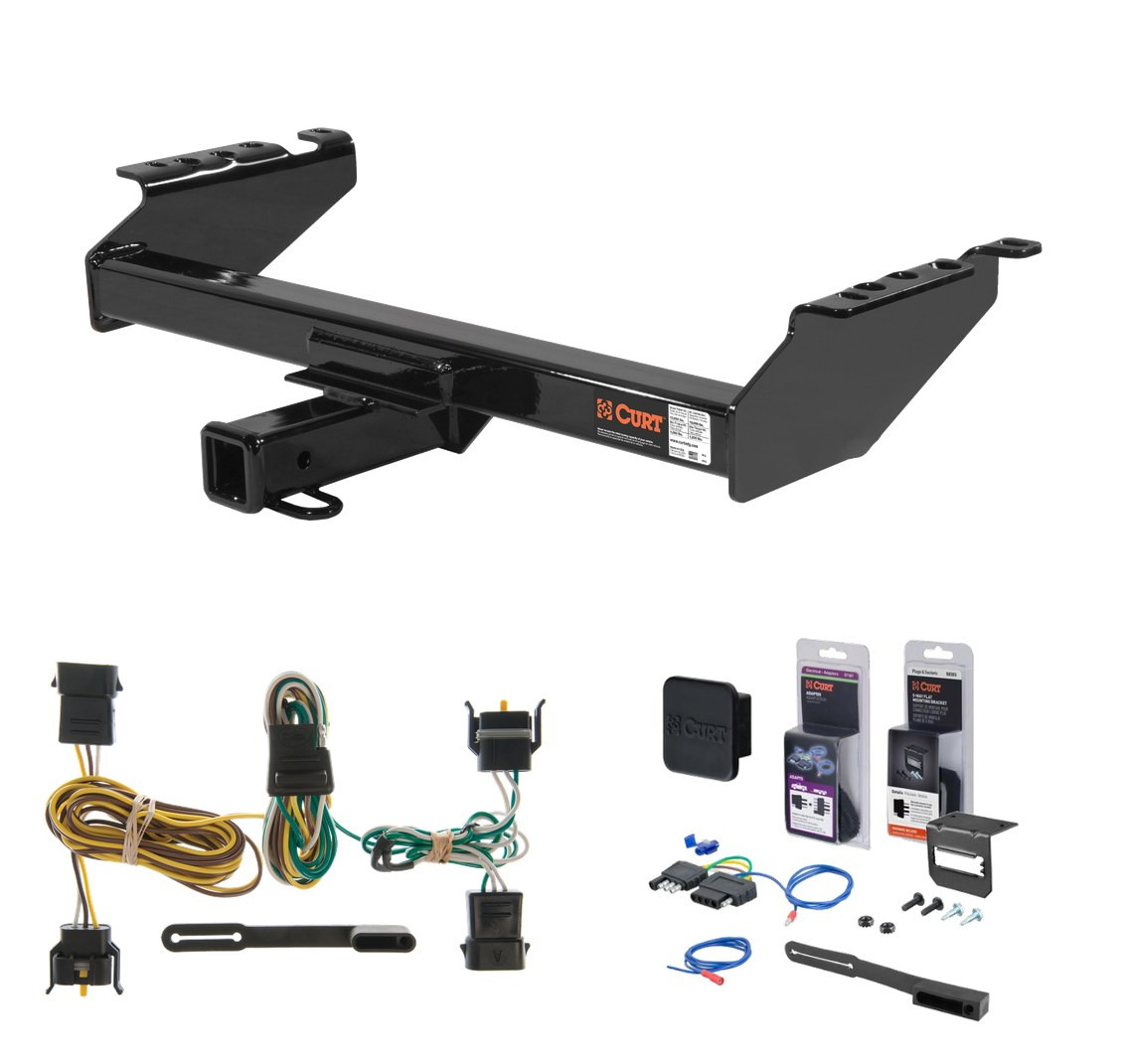 1997 Ford F-250 Old body, excluding 10" drop bumper and 1973 - 1979 crew cab Curt 2" Class 4 Trailer Tow Hitch + 5-Flat Wiring Kit Tow Boat/Utility Trailer with Surge Brakes 14001-2